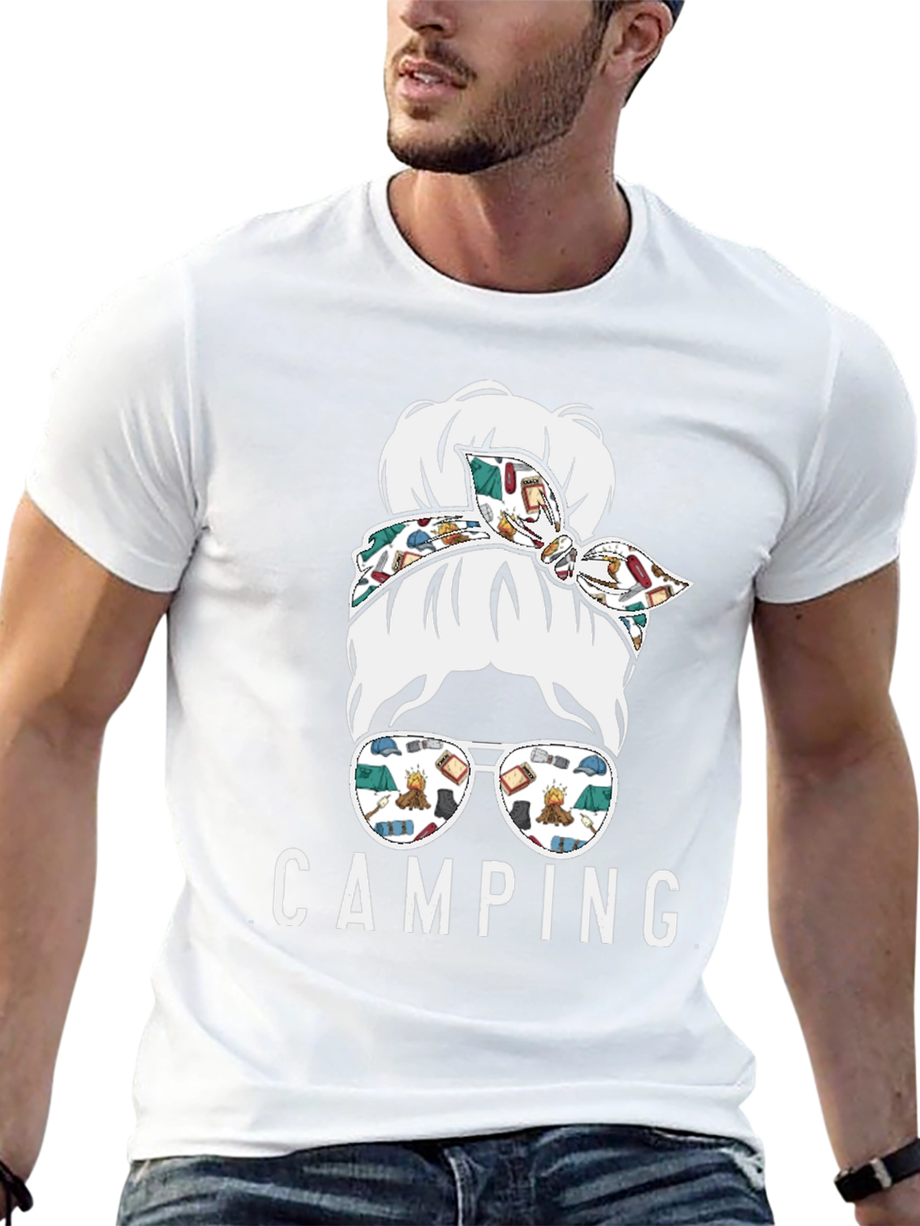 Camping Messy Bun T-Shirt - Adventure Ready