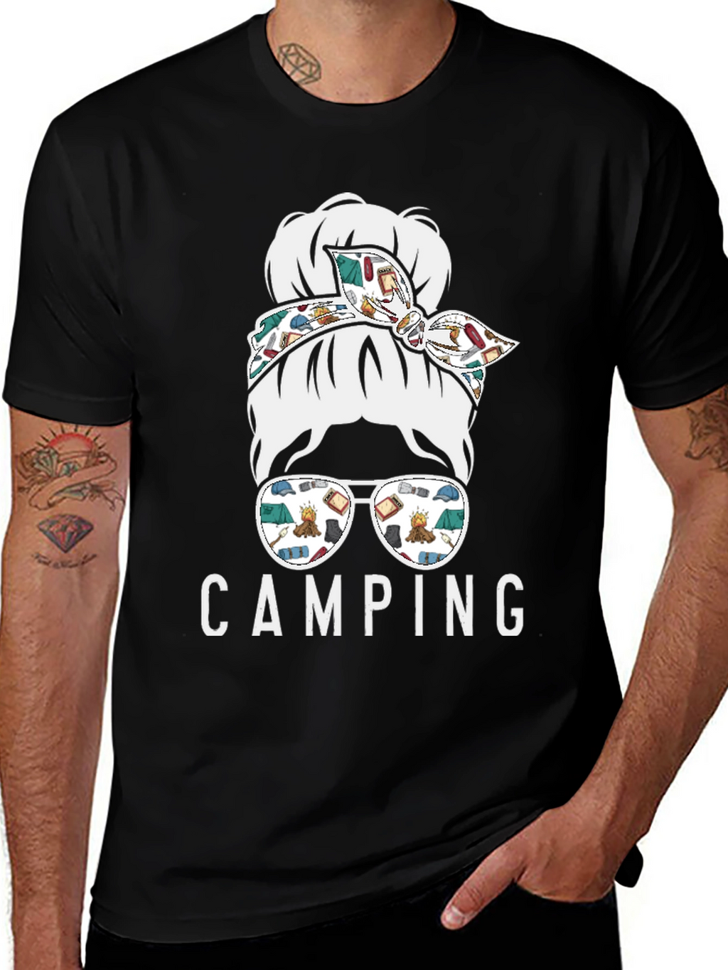 Camping Messy Bun T-Shirt - Adventure Ready