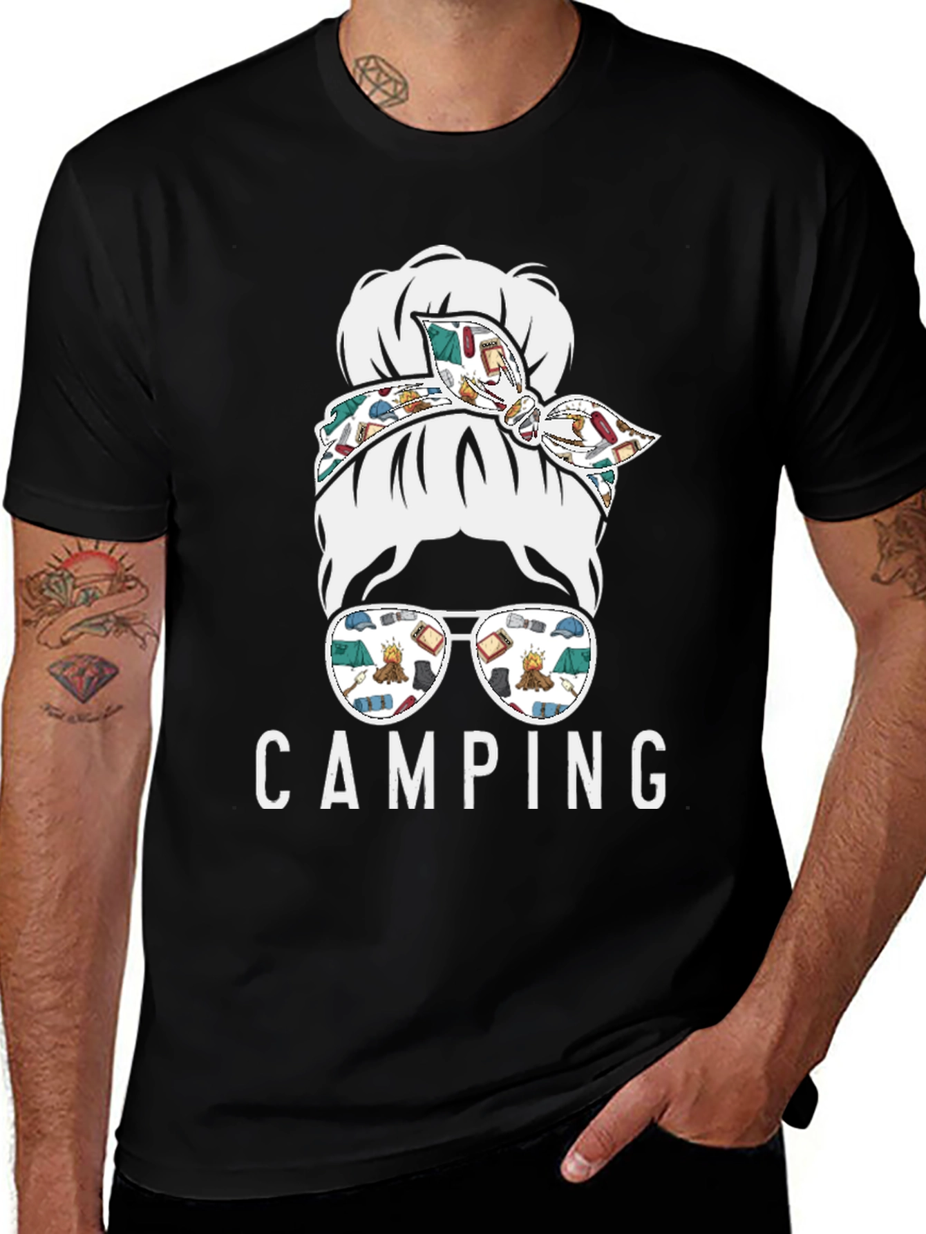 Camping Messy Bun T-Shirt - Adventure Ready