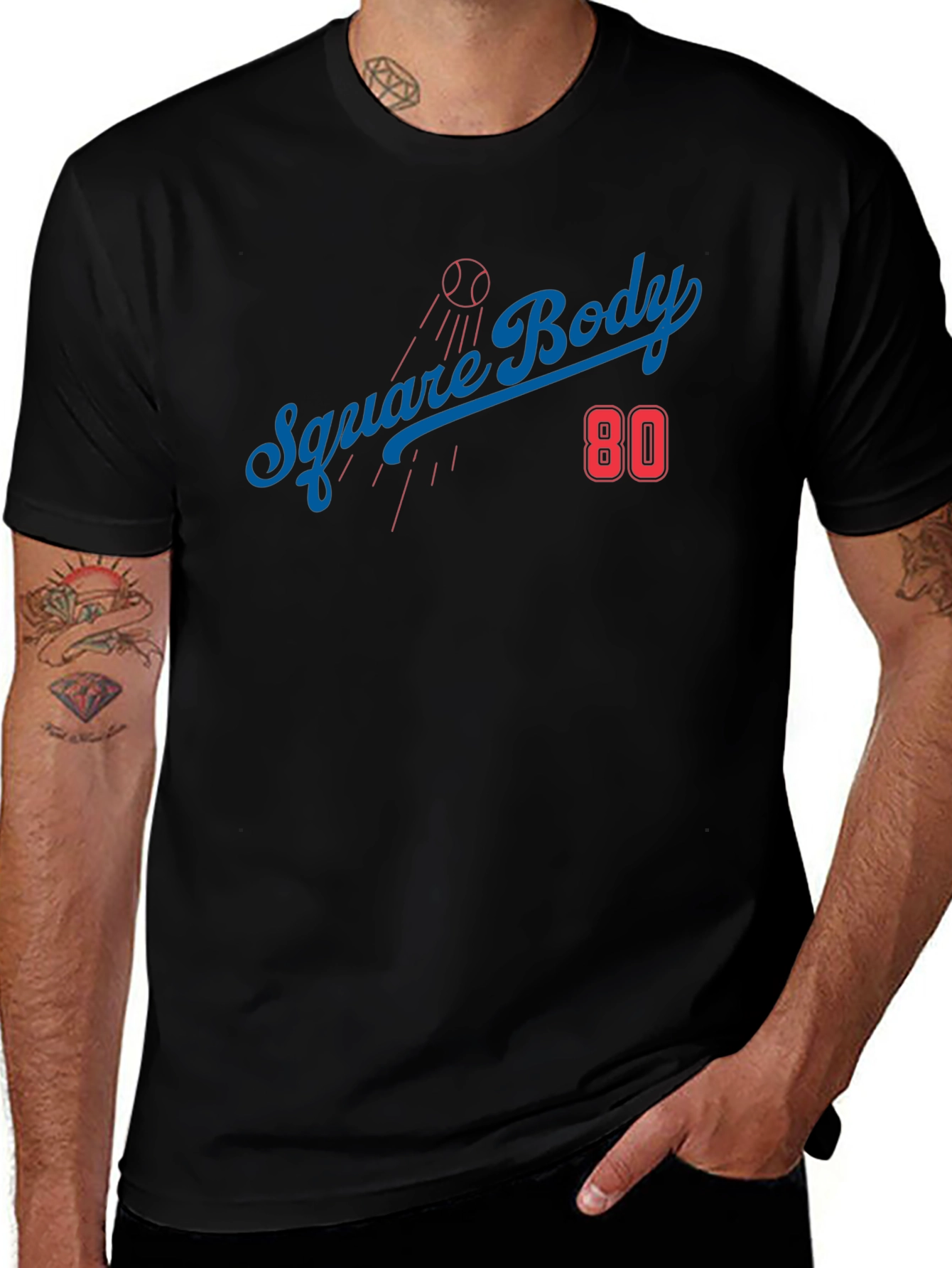 Square Body 80 T-Shirt - Baseball Inspired Graphic Tee