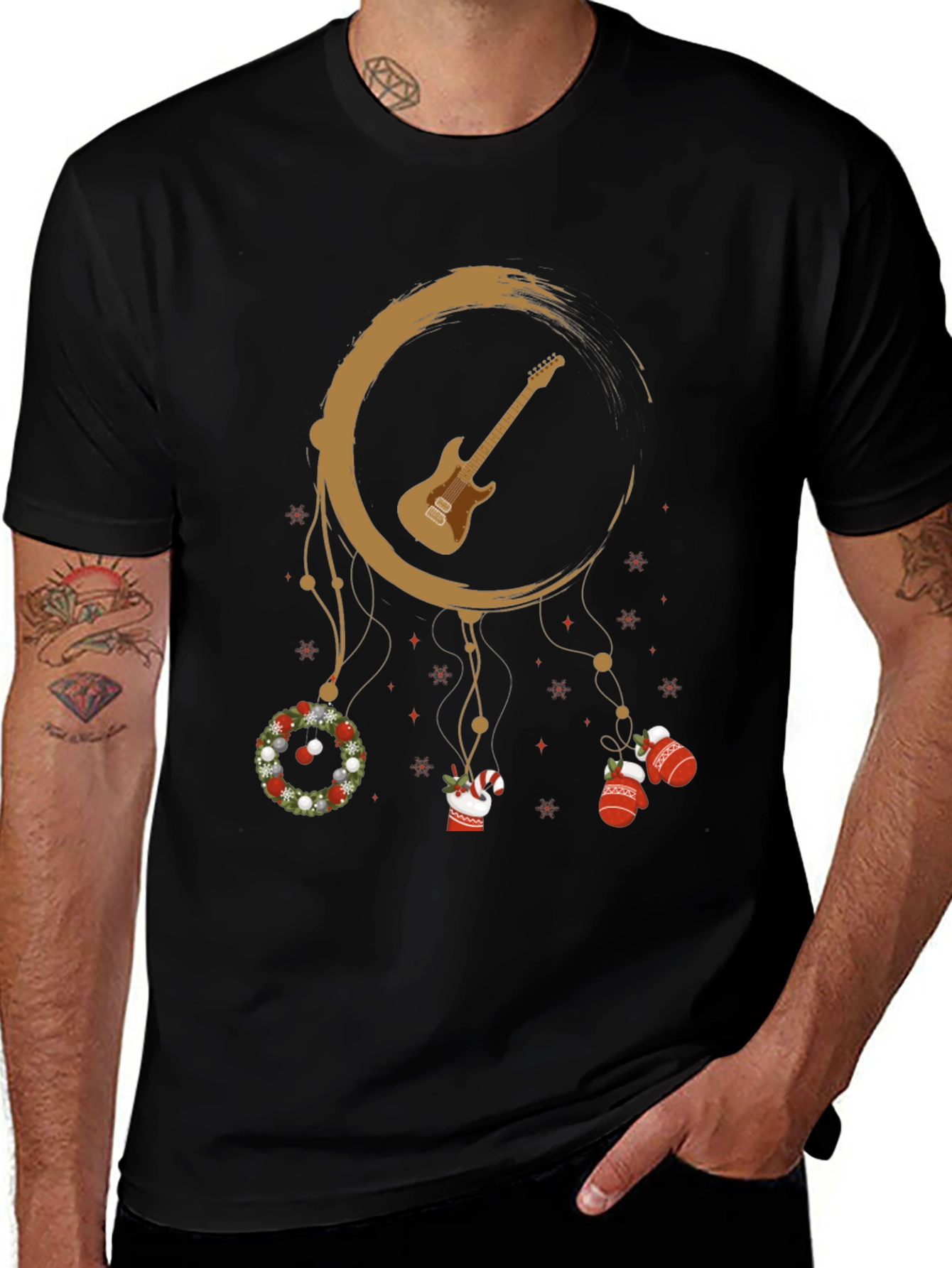 Guitar Christmas Dreamcatcher T-Shirt