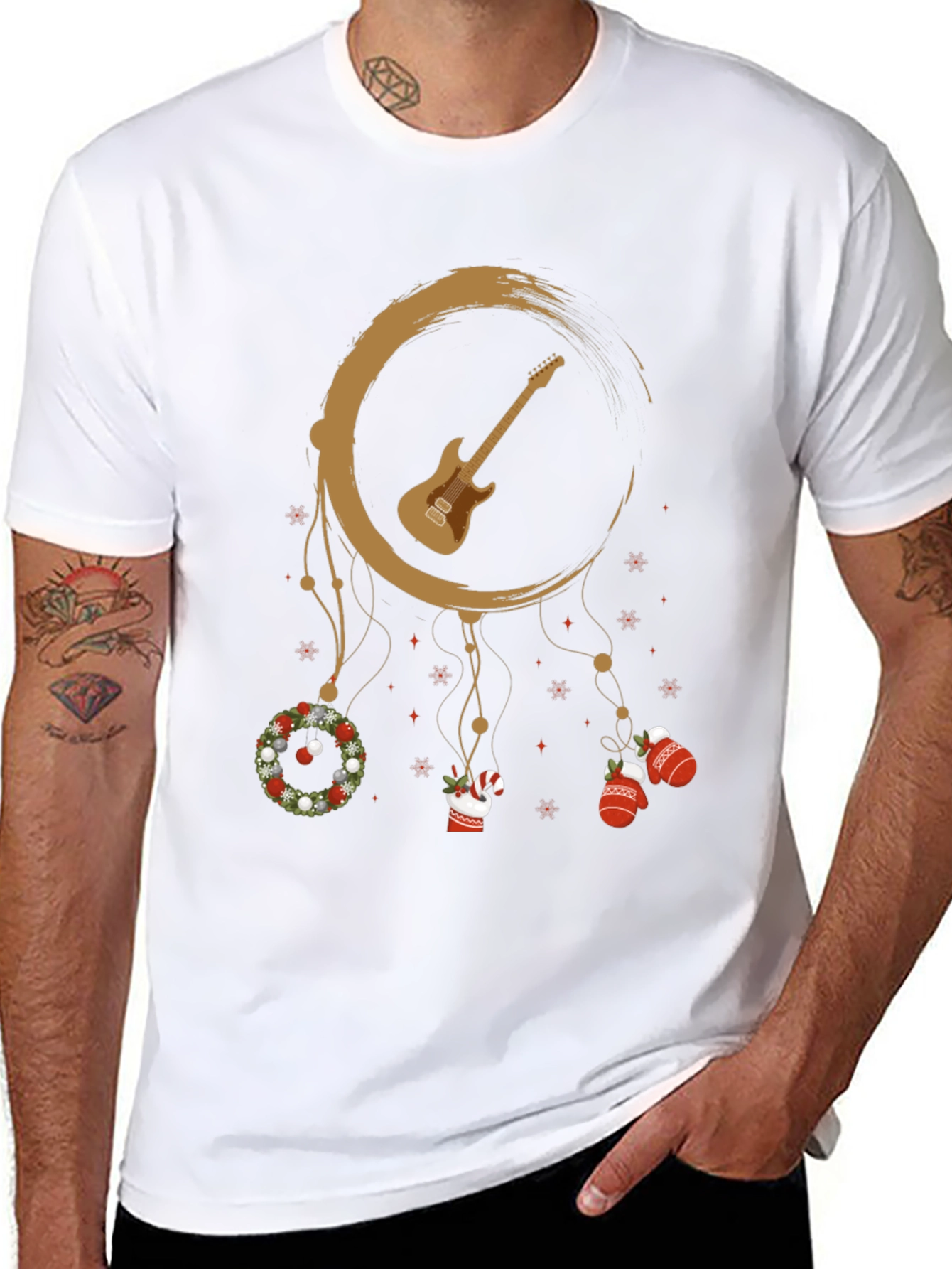 Guitar Christmas Dreamcatcher T-Shirt
