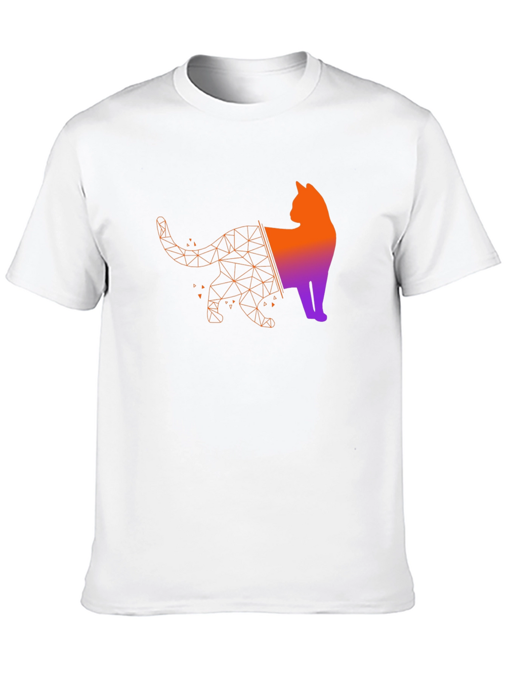 Geometric Cat Graphic Tee - Modern Artistic Style