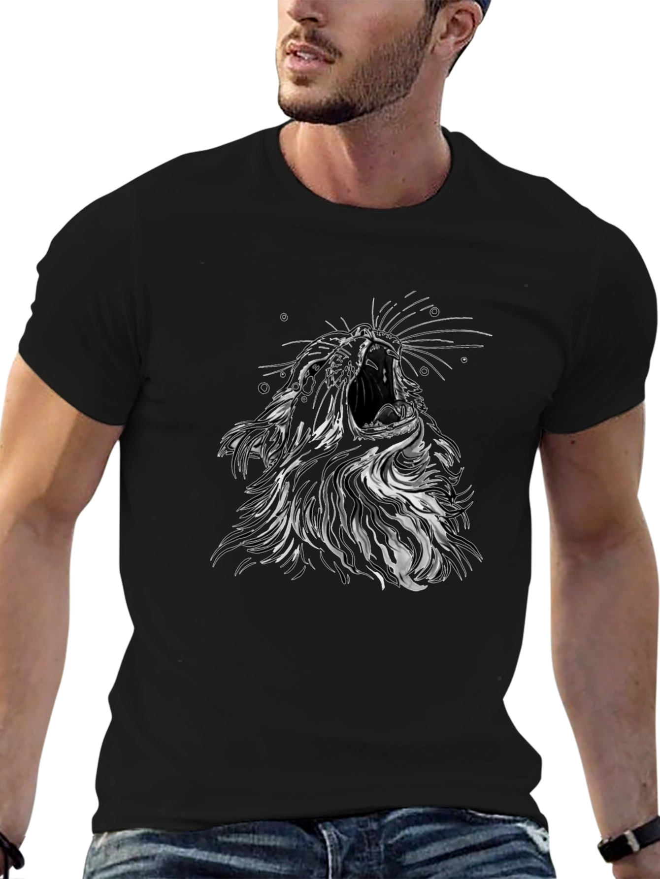 Roaring Lion Graphic T-Shirt - Mens Black Tee