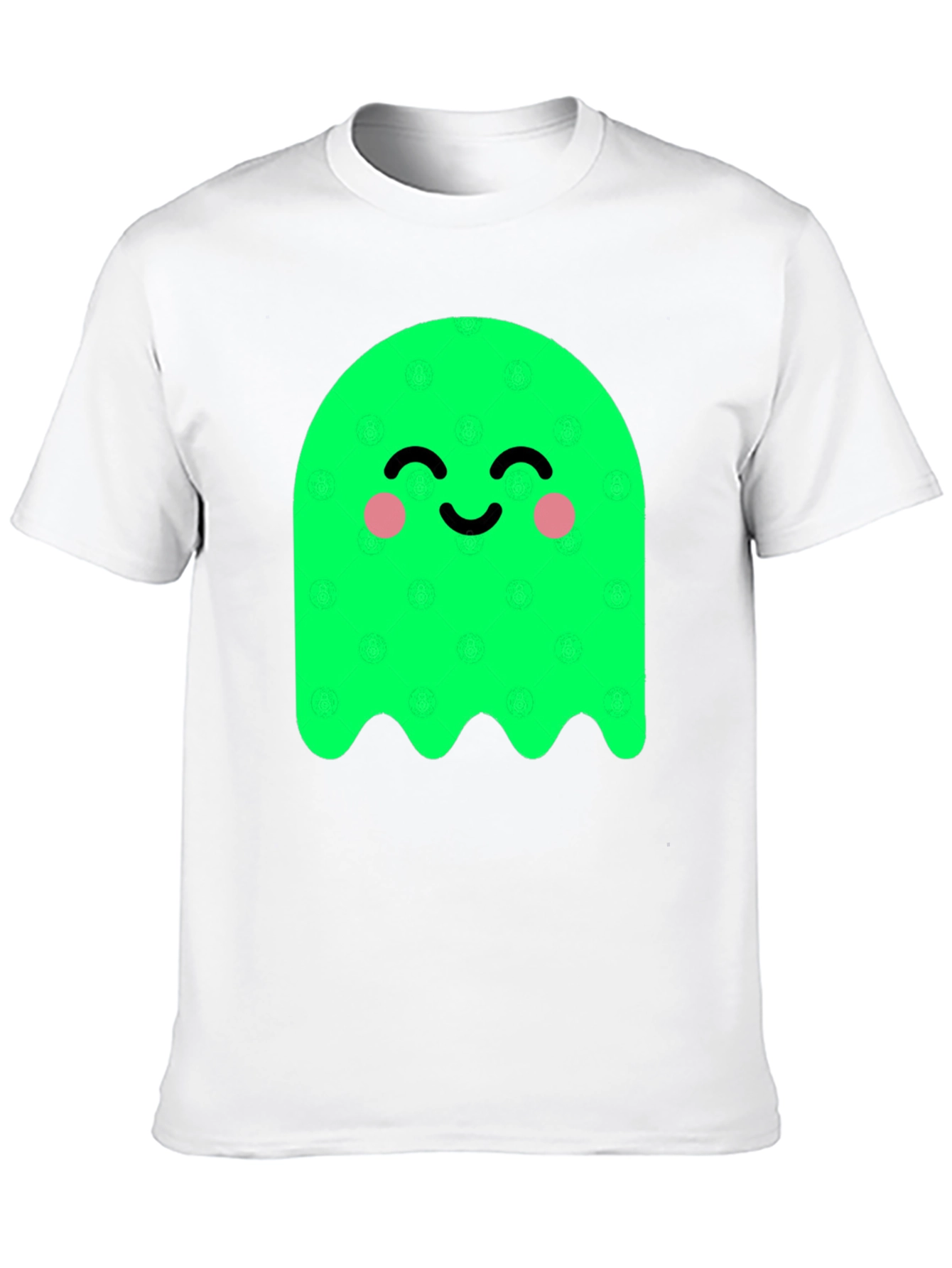 Cute Green Ghost Graphic Tee - Soft Cotton Blend