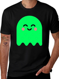 Cute Green Ghost Graphic Tee - Soft Cotton Blend