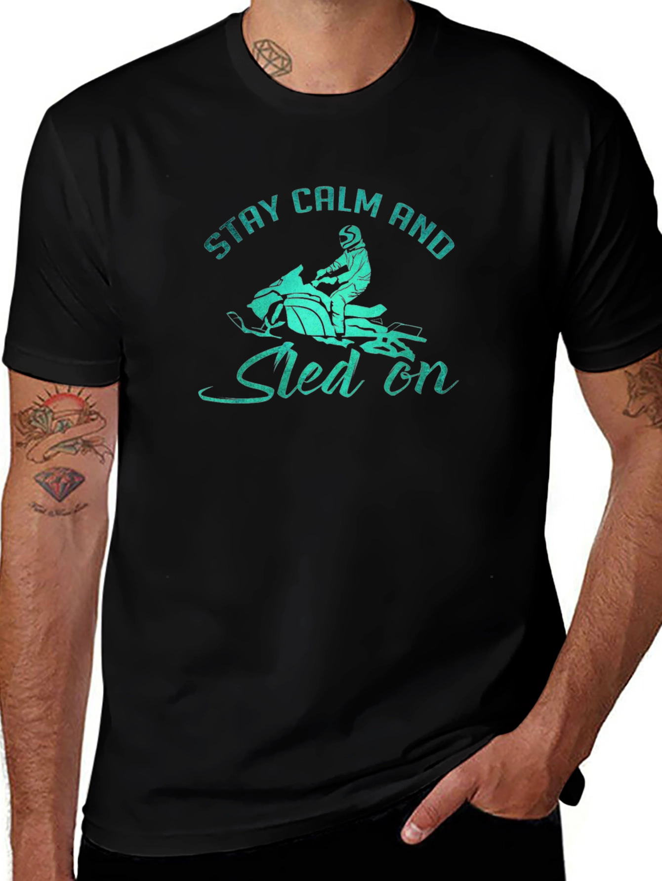 Stay Calm and Sled On Graphic T-Shirt