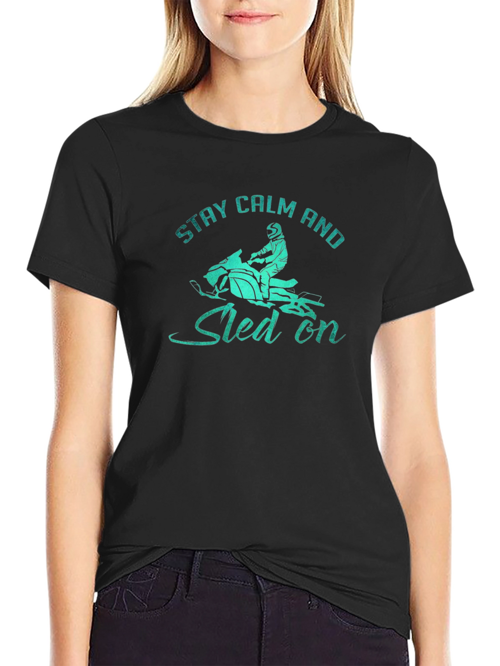 Stay Calm and Sled On Graphic T-Shirt