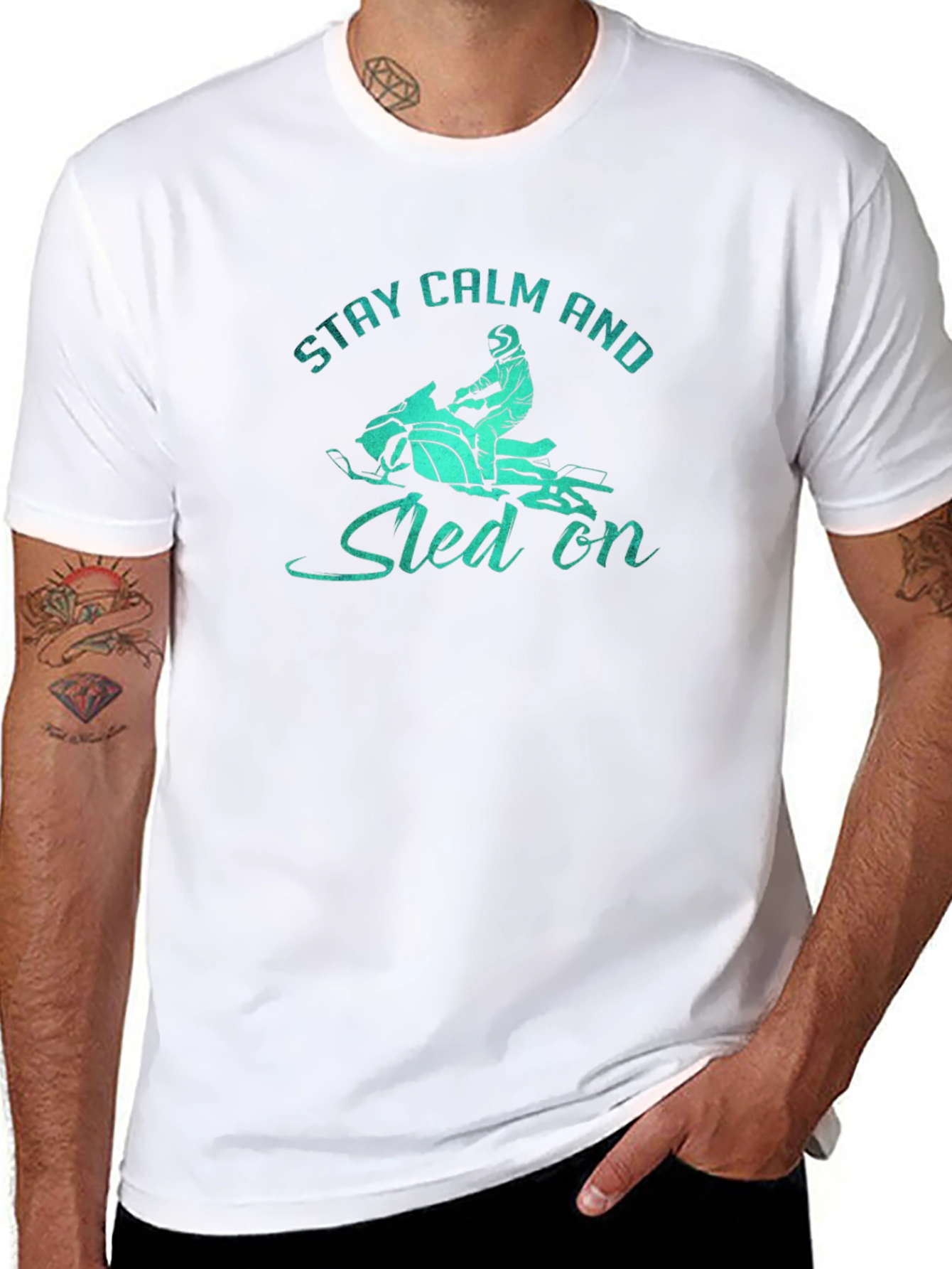 Stay Calm and Sled On Graphic T-Shirt