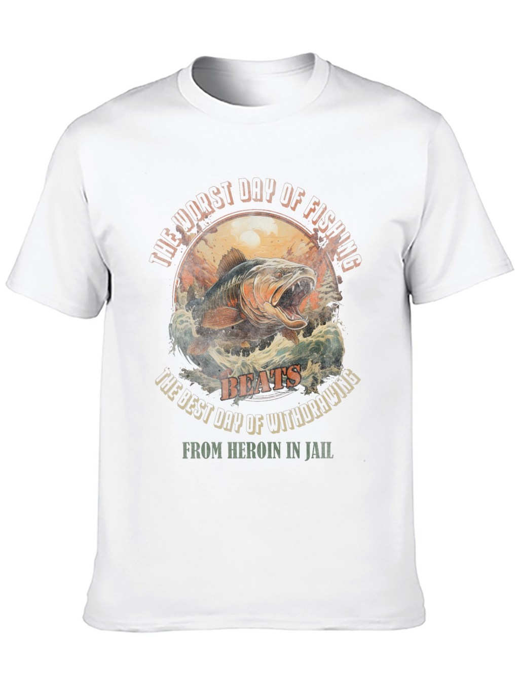 Fishing vs. Heroin Black Graphic Tee