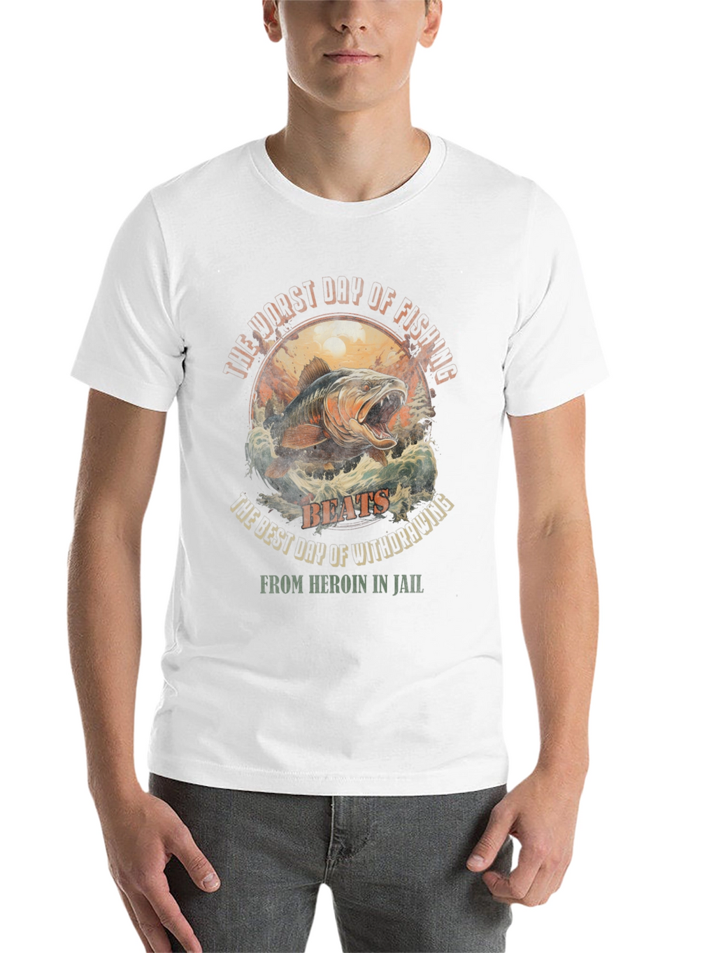 Fishing vs. Heroin Black Graphic Tee