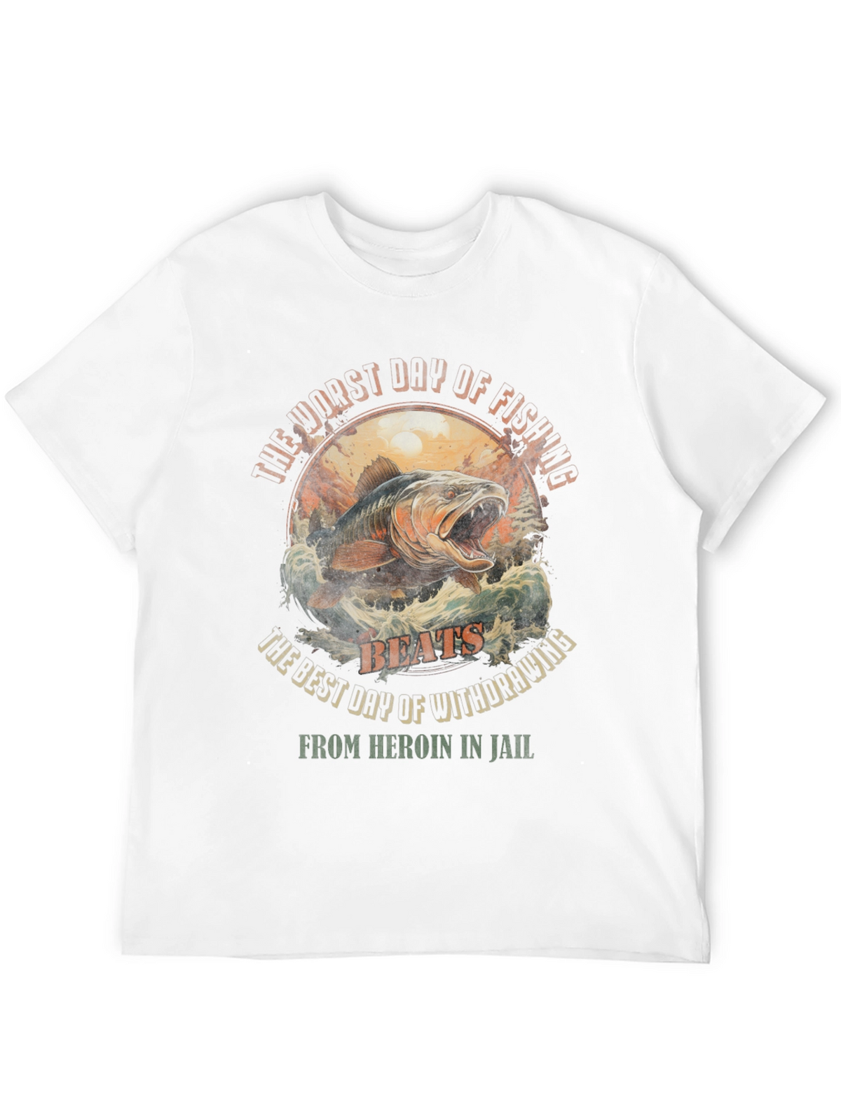Fishing vs. Heroin Black Graphic Tee