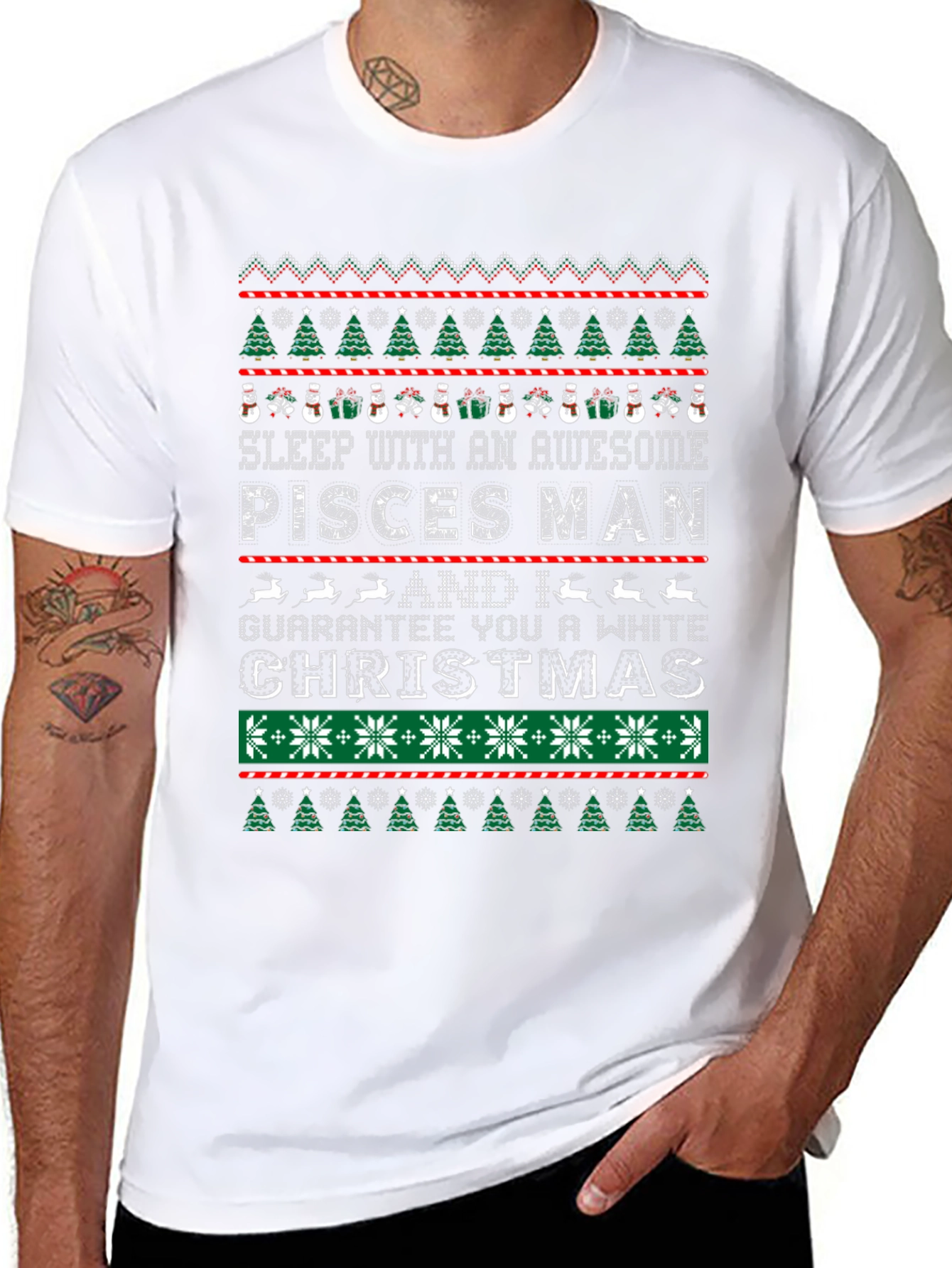 Pisces Man Christmas Ugly Sweater T-Shirt