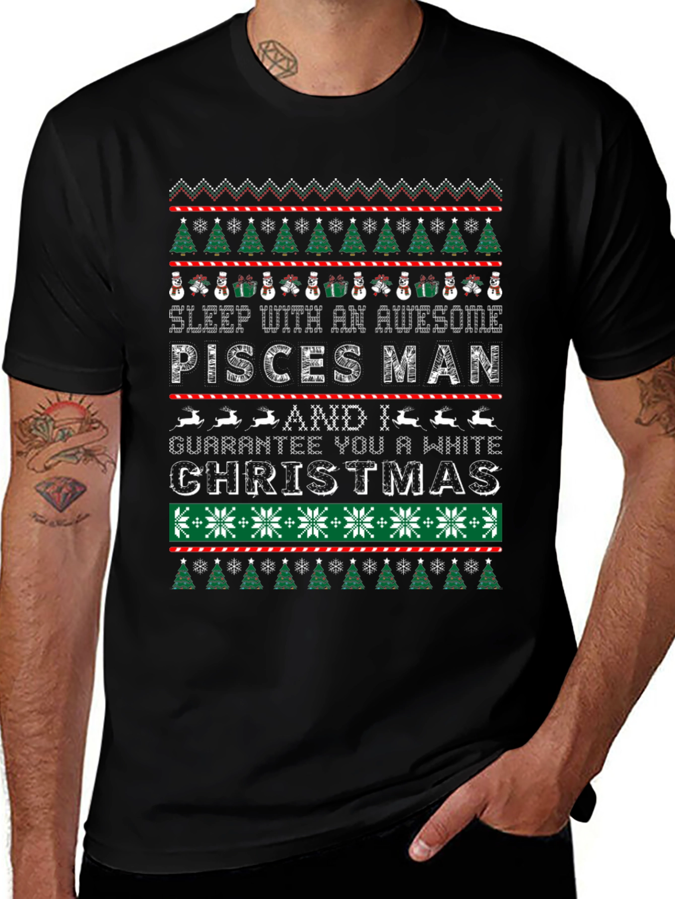 Pisces Man Christmas Ugly Sweater T-Shirt