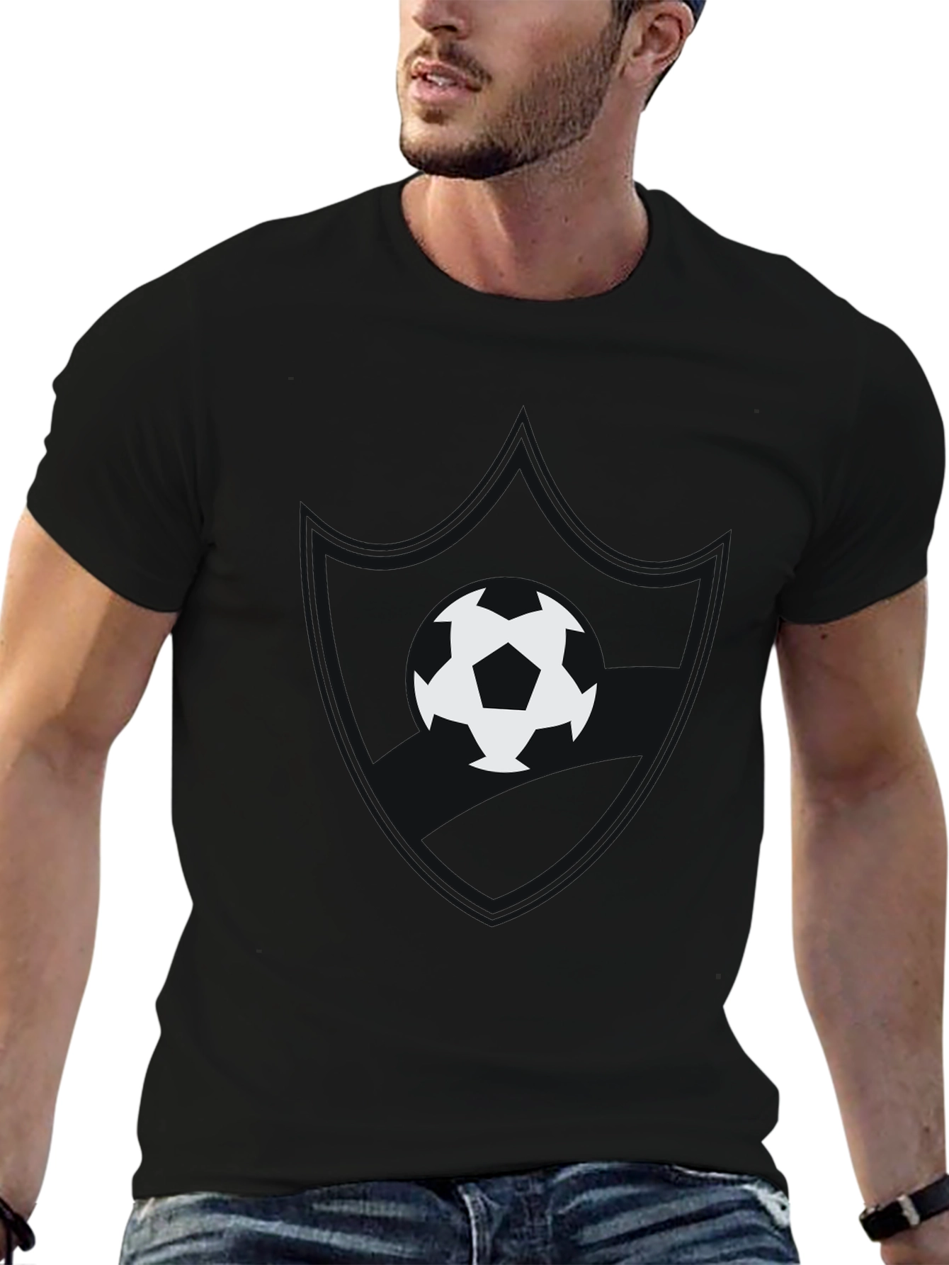Soccer Ball Graphic Black T-Shirt