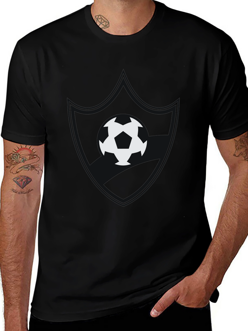 Soccer Ball Graphic Black T-Shirt