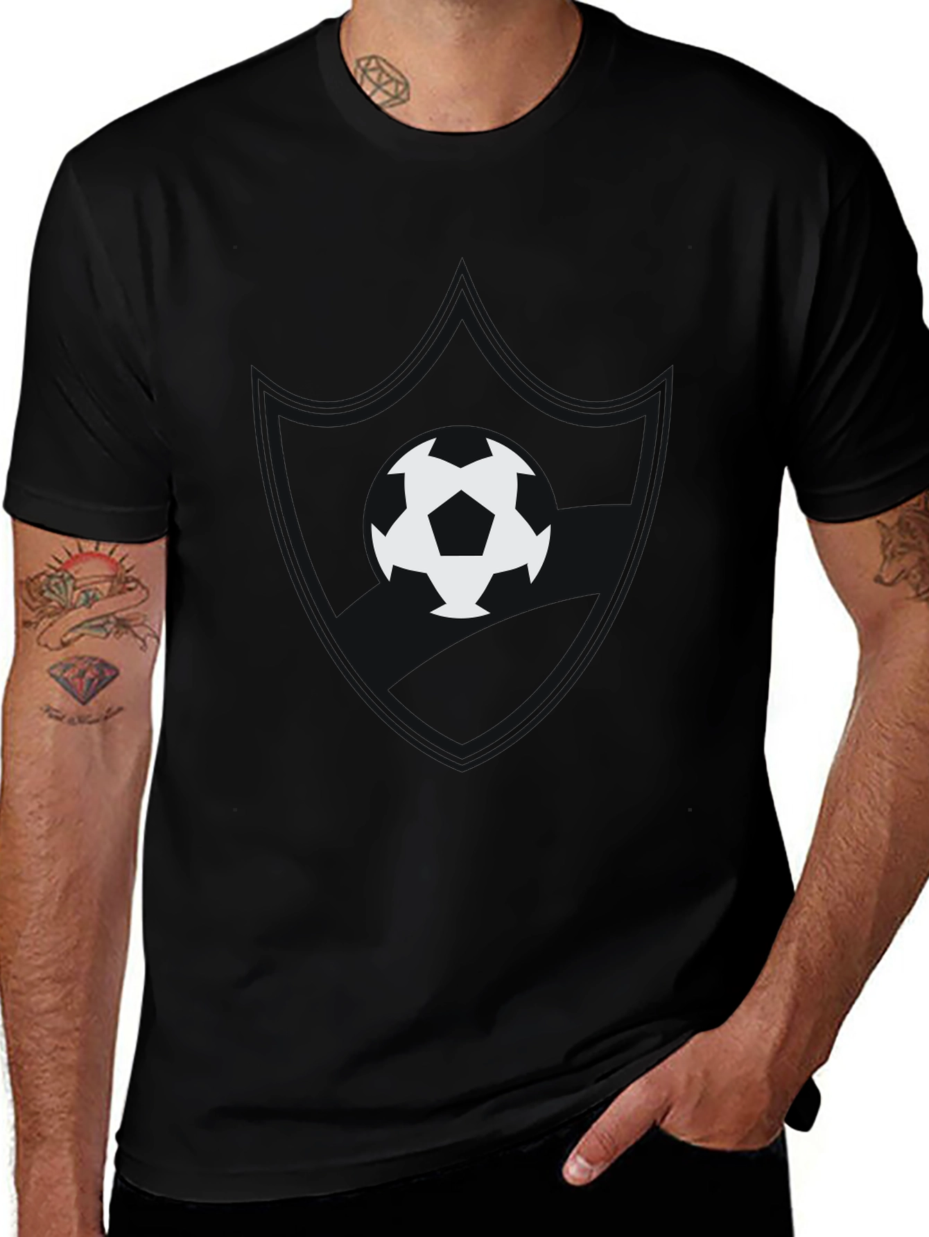 Soccer Ball Graphic Black T-Shirt