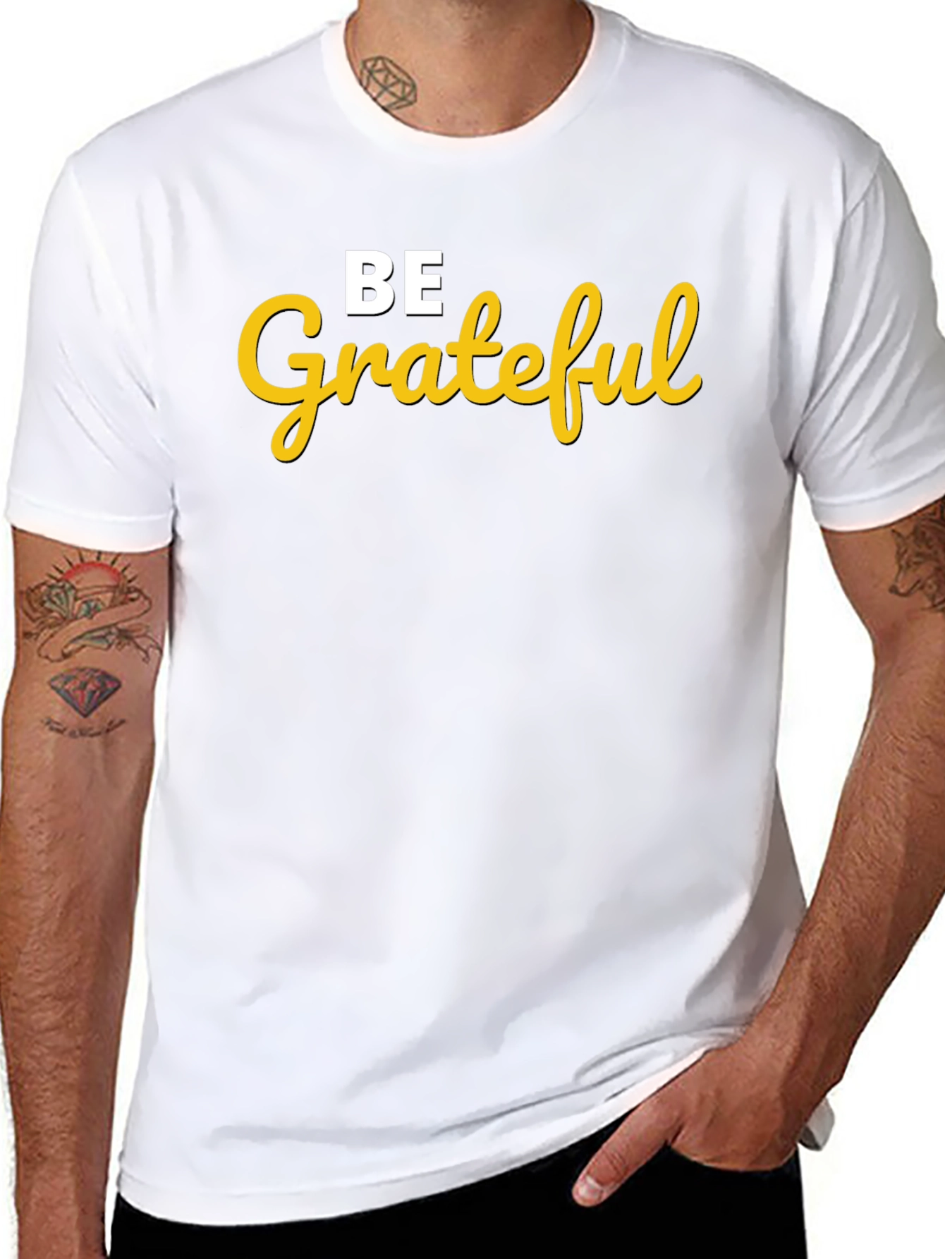 Be Grateful Graphic Tee - Black Cotton Blend