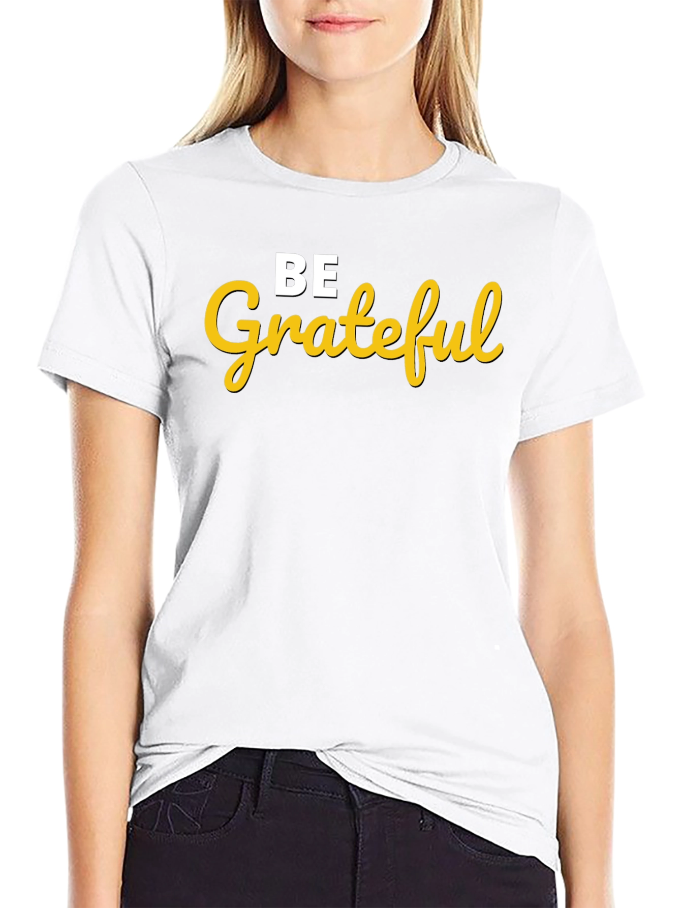 Be Grateful Graphic Tee - Black Cotton Blend