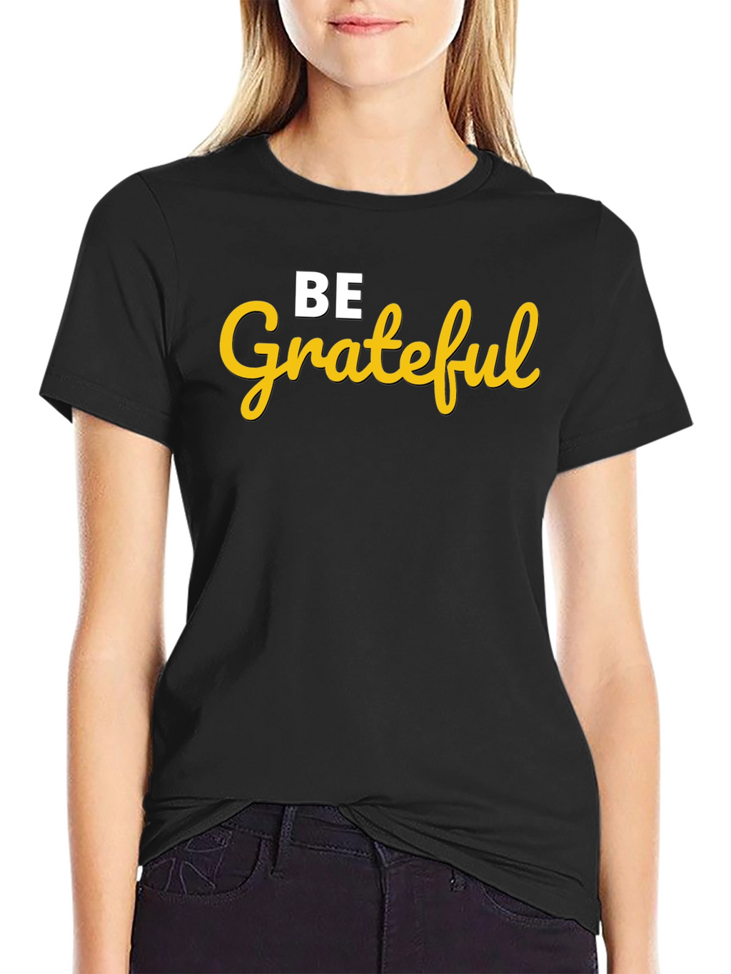 Be Grateful Graphic Tee - Black Cotton Blend
