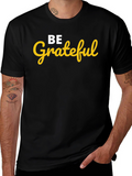 Be Grateful Graphic Tee - Black Cotton Blend