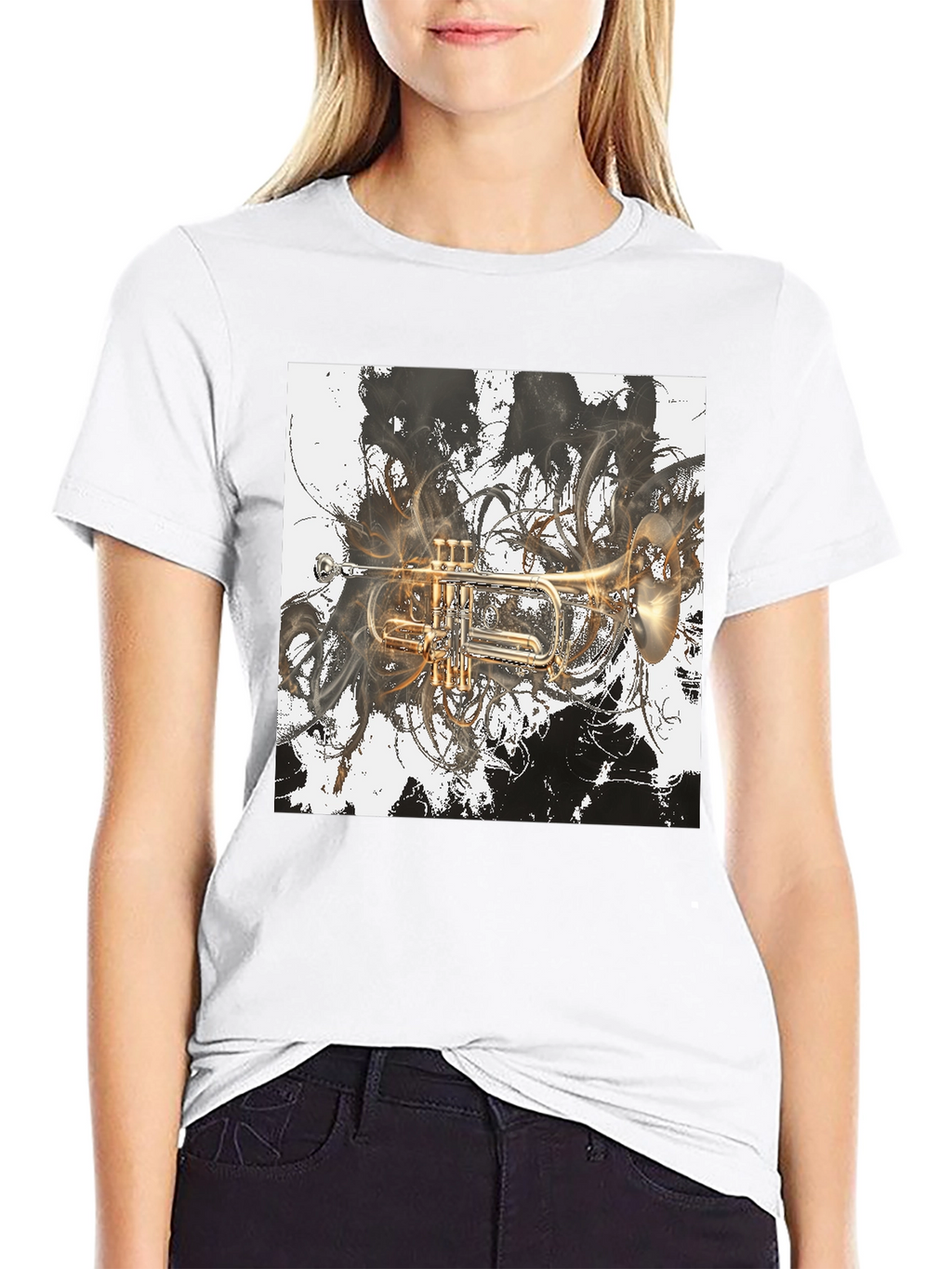Abstract Trumpet Graphic Tee - Stylish Musicians T-Shirt