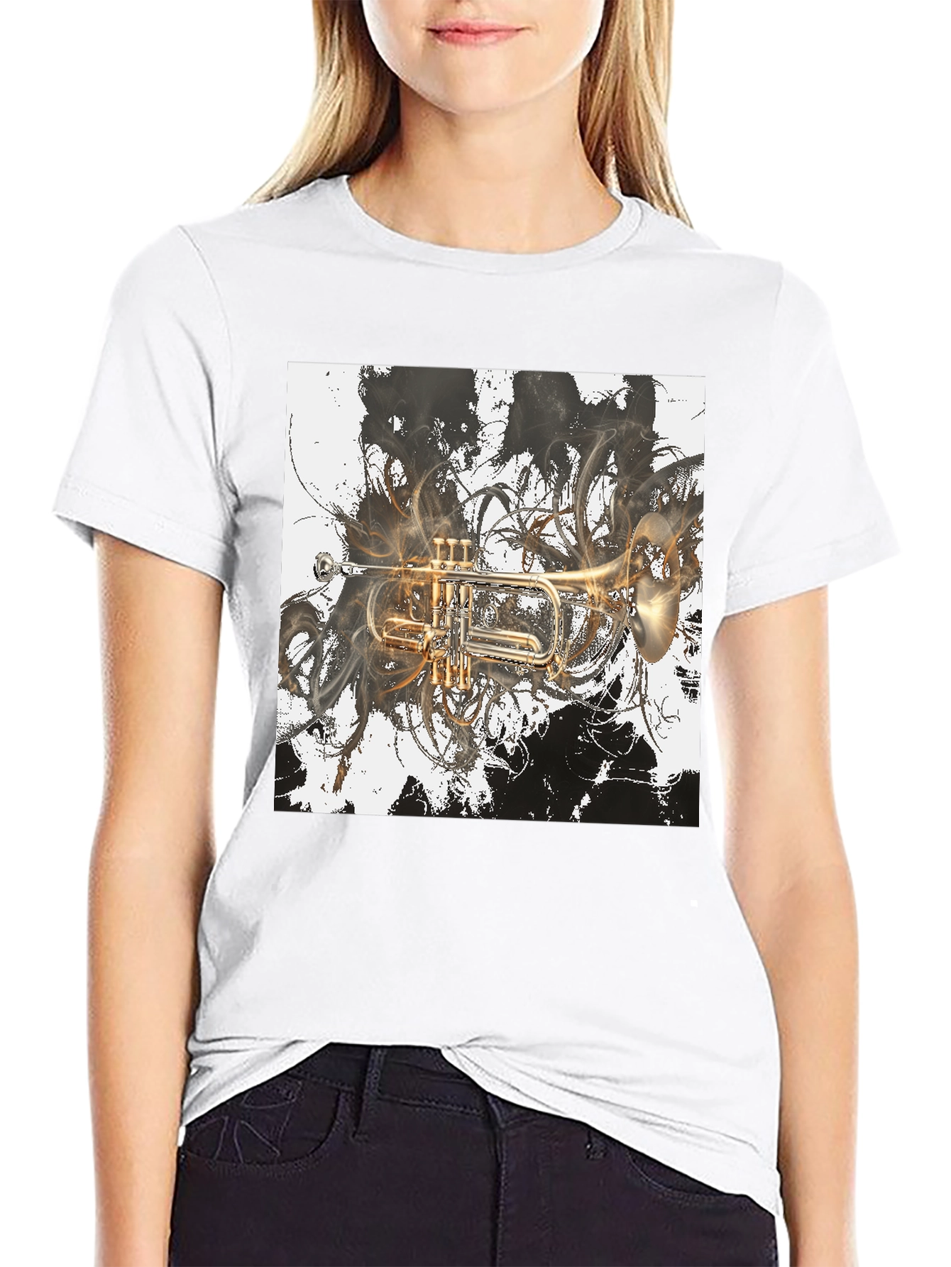 Abstract Trumpet Graphic Tee - Stylish Musicians T-Shirt