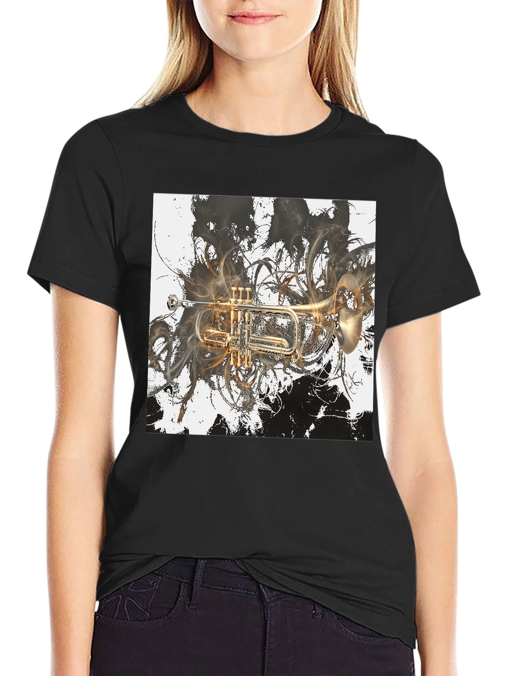 Abstract Trumpet Graphic Tee - Stylish Musicians T-Shirt