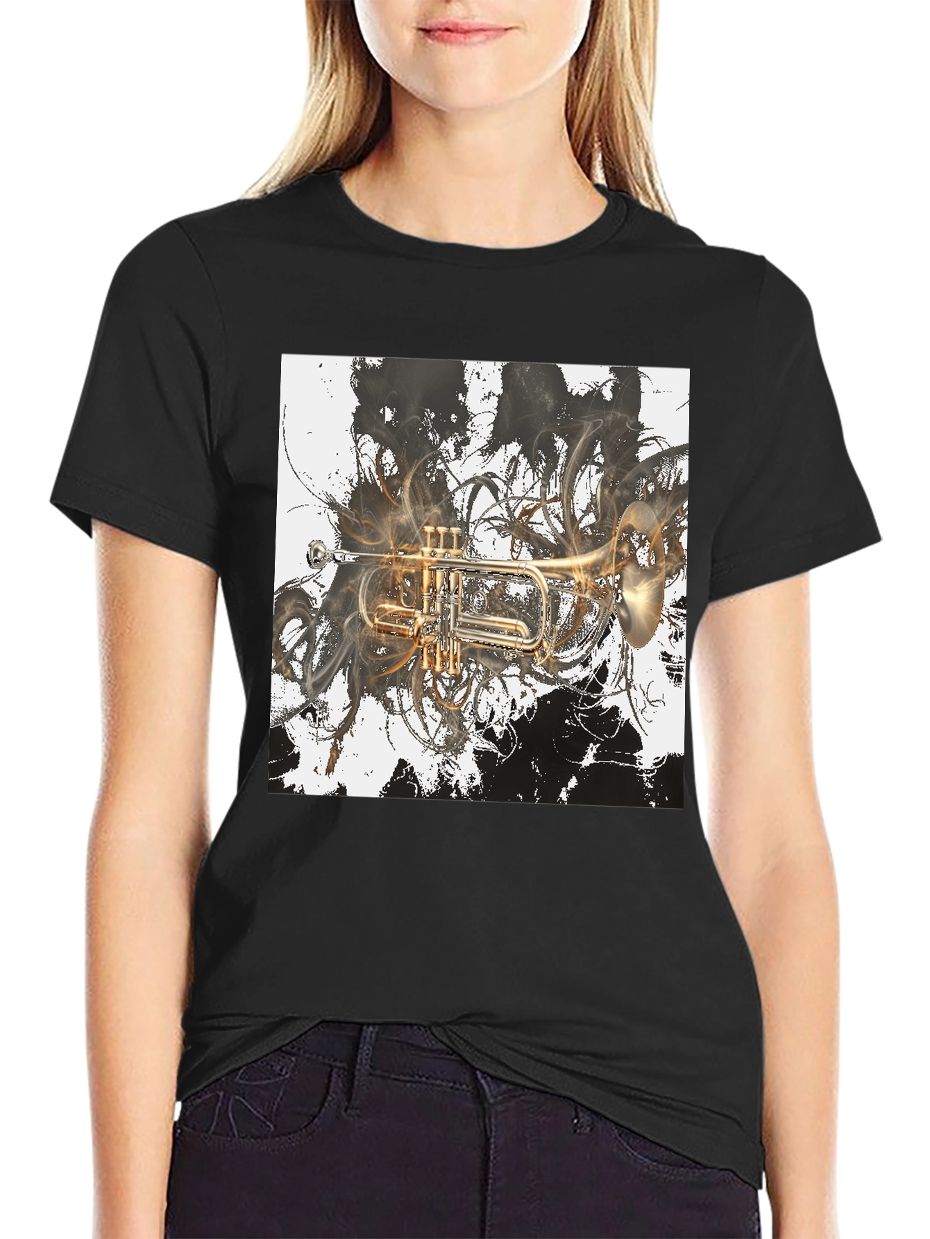 Abstract Trumpet Graphic Tee - Stylish Musicians T-Shirt