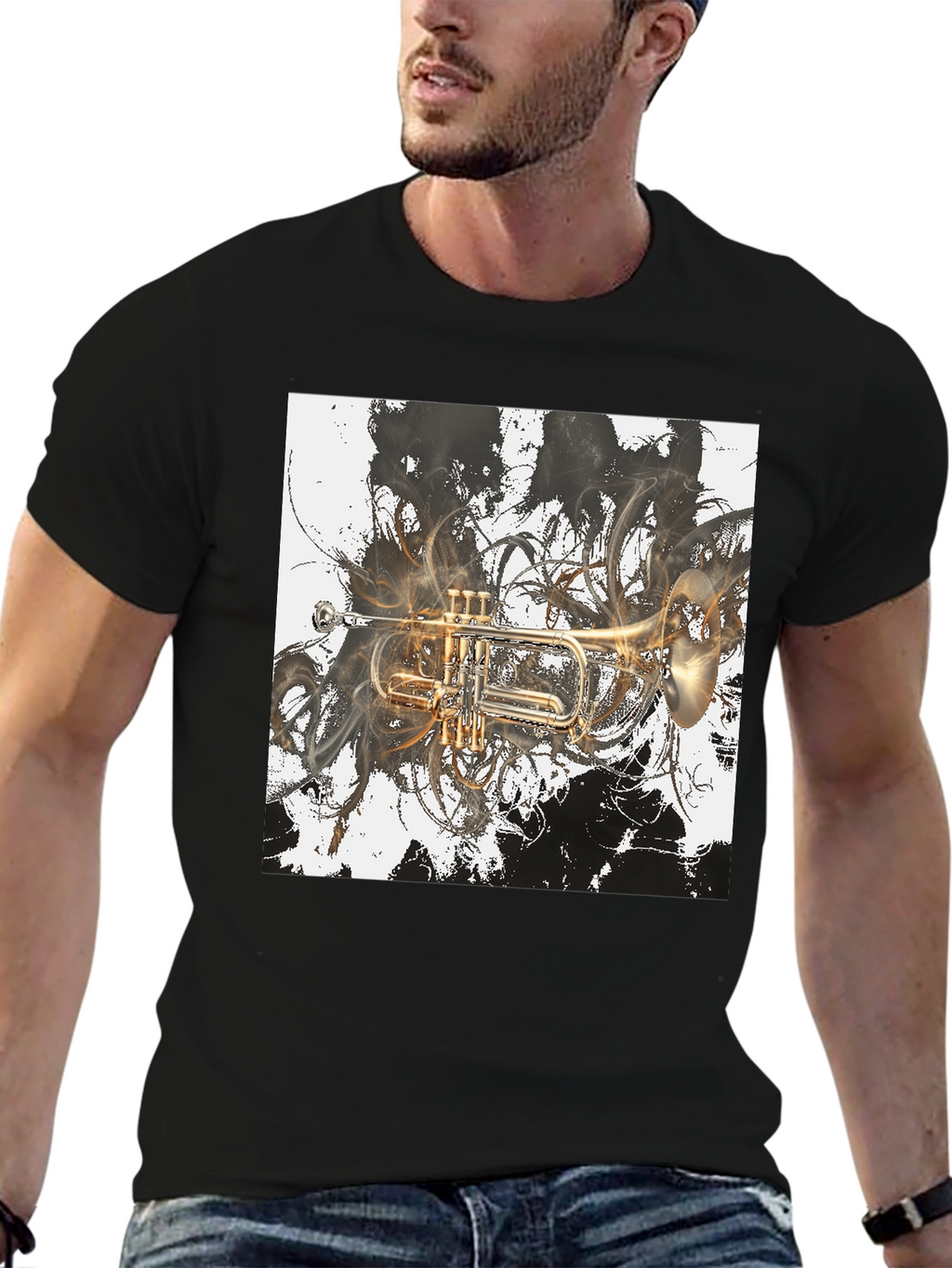 Abstract Trumpet Graphic Tee - Stylish Musicians T-Shirt