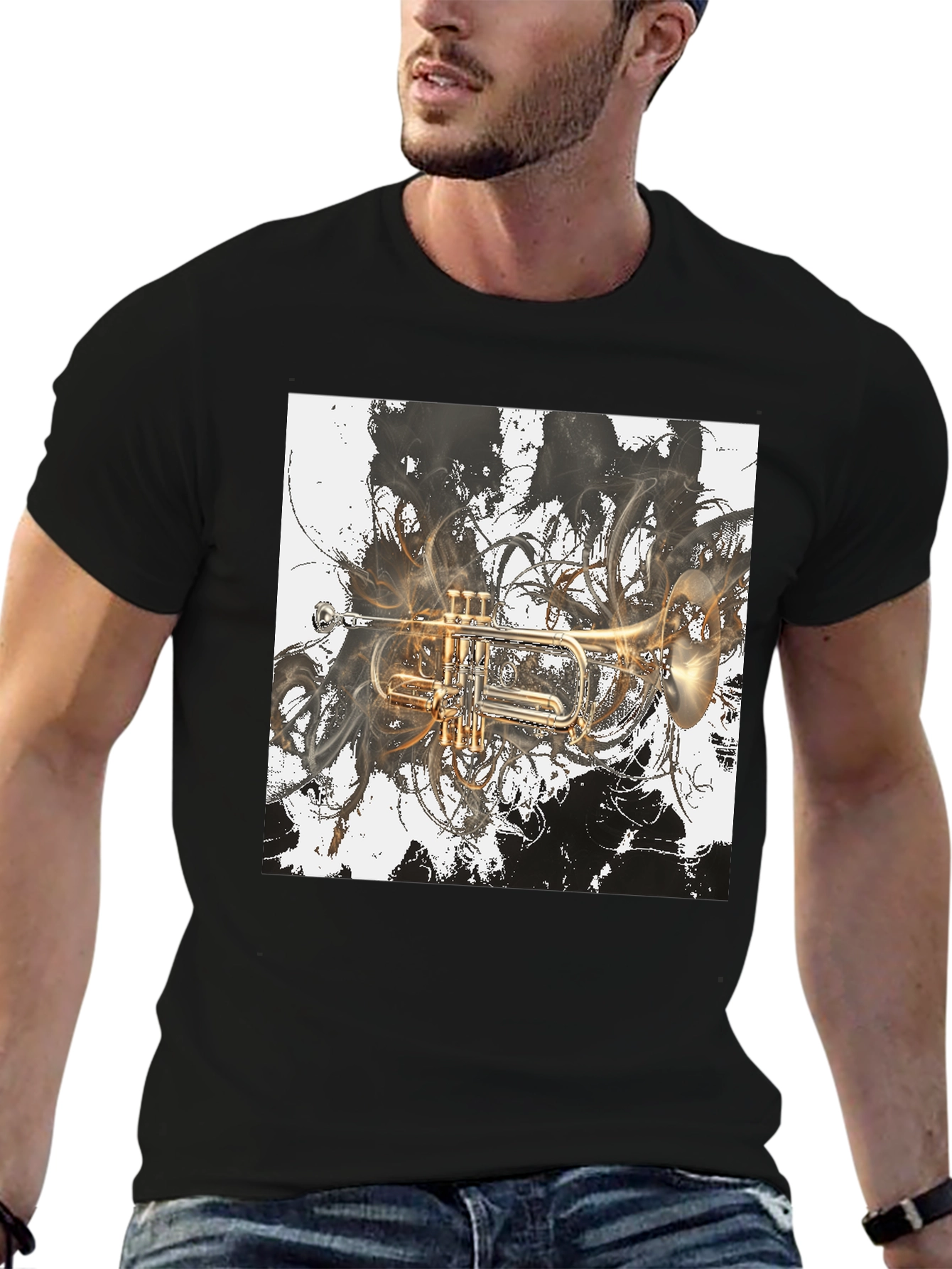 Abstract Trumpet Graphic Tee - Stylish Musicians T-Shirt