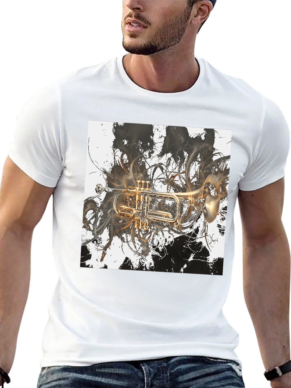 Abstract Trumpet Graphic Tee - Stylish Musicians T-Shirt
