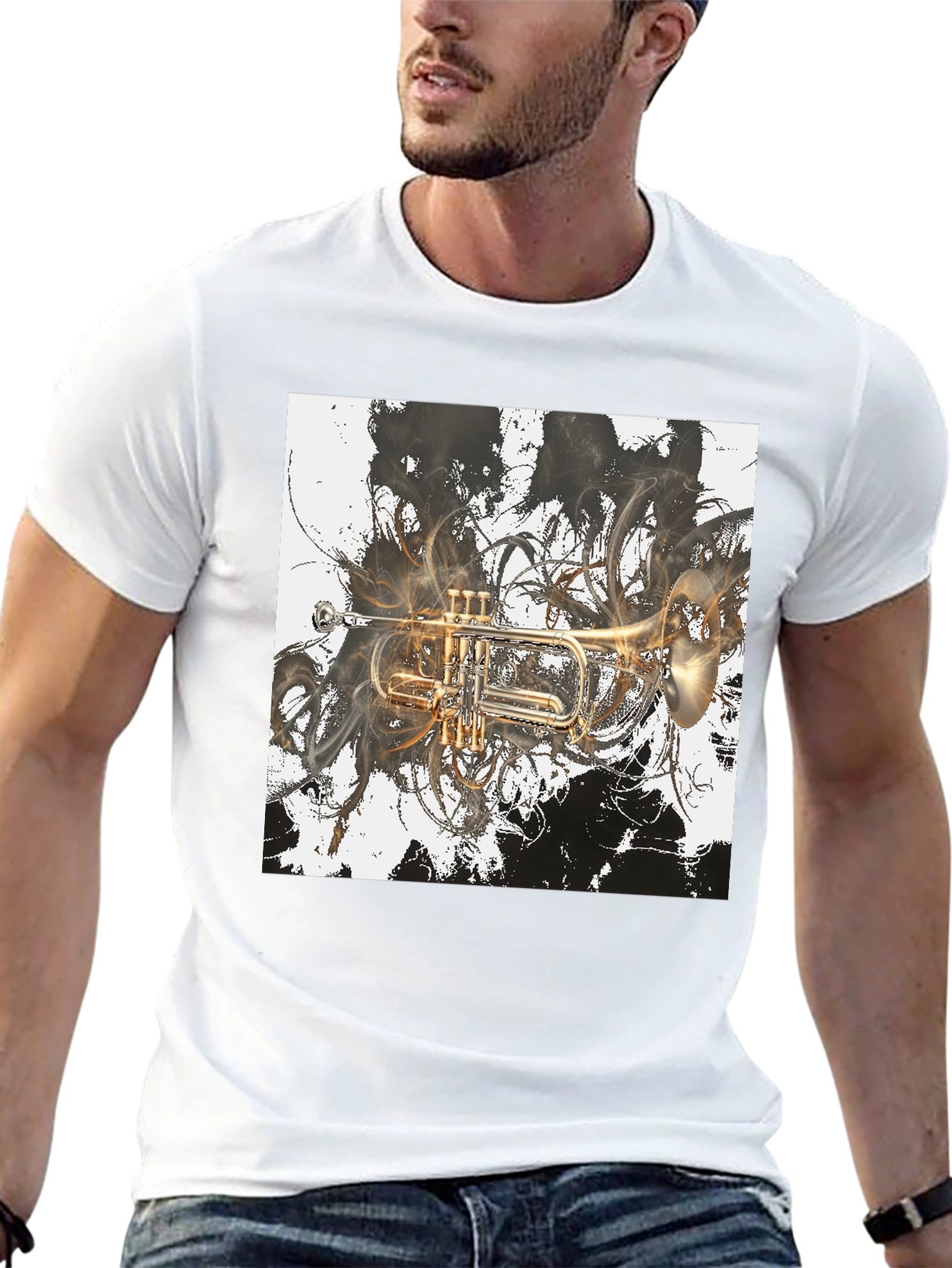 Abstract Trumpet Graphic Tee - Stylish Musicians T-Shirt