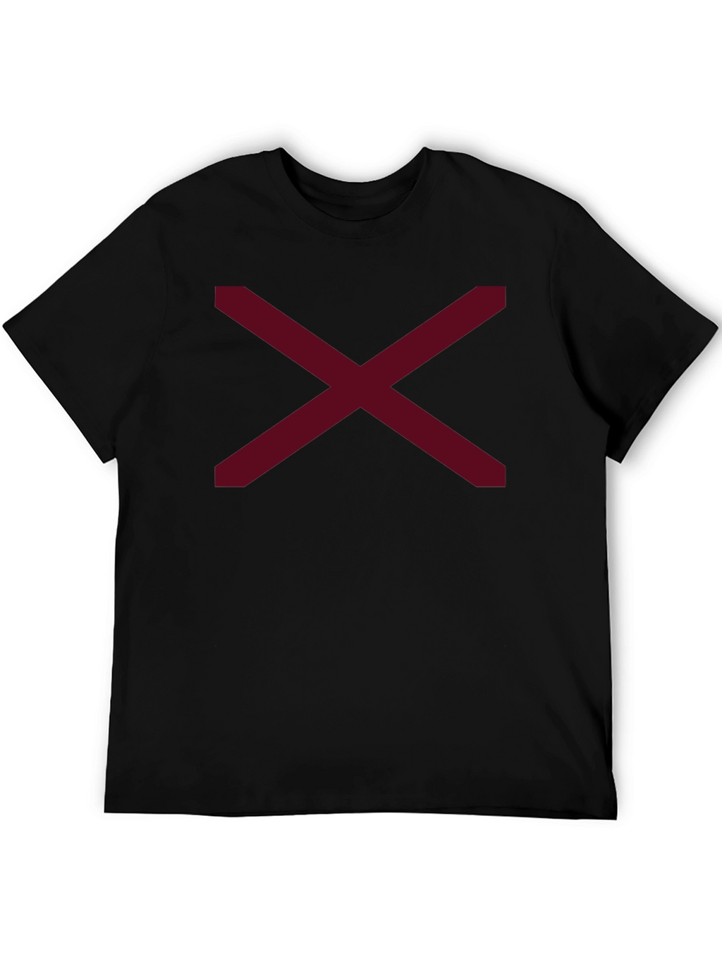 Minimalist Maroon X Graphic Black T-Shirt