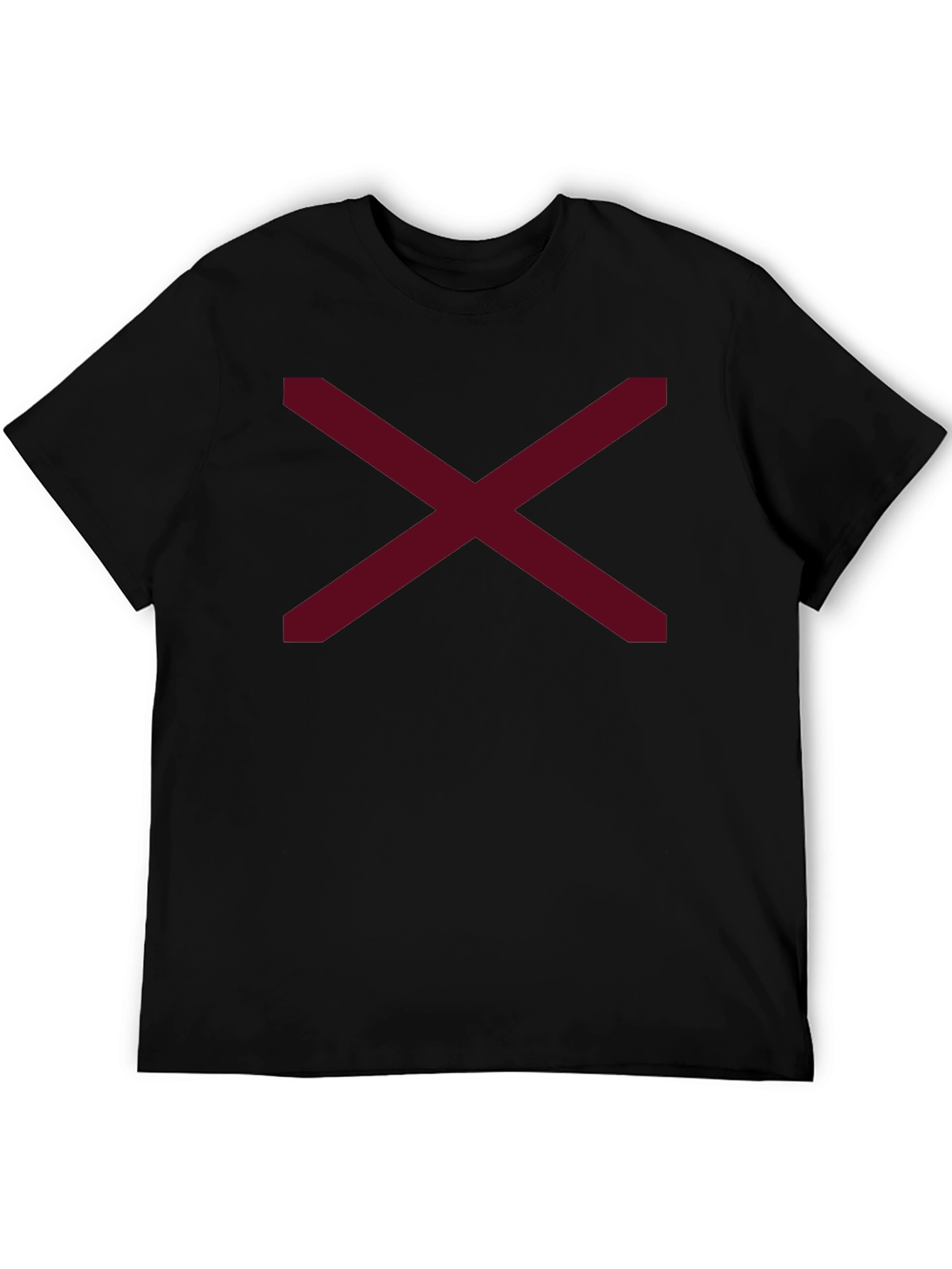 Minimalist Maroon X Graphic Black T-Shirt
