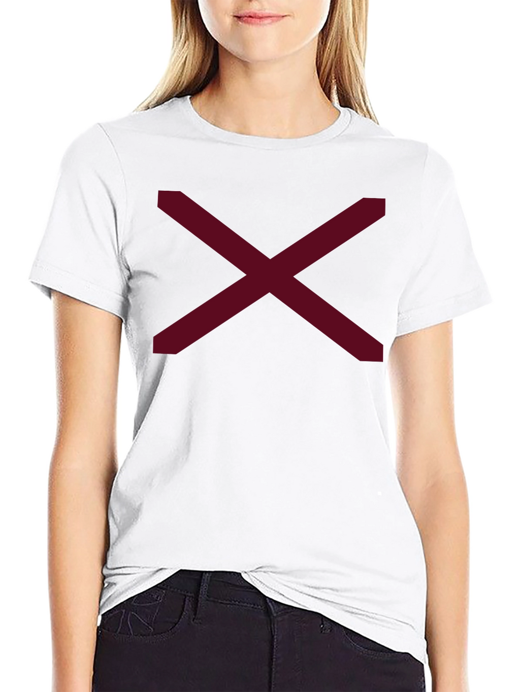 Minimalist Maroon X Graphic Black T-Shirt