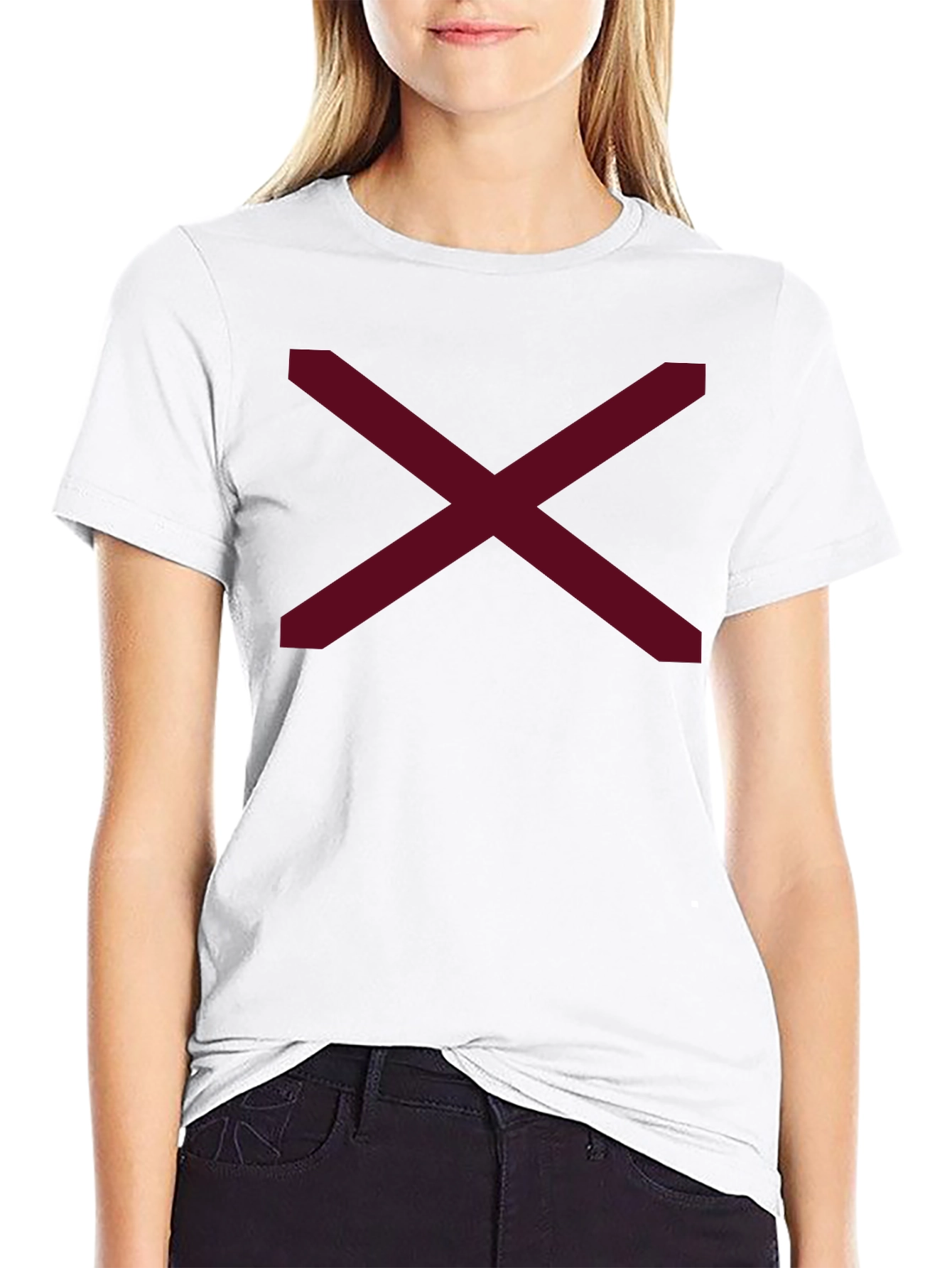 Minimalist Maroon X Graphic Black T-Shirt