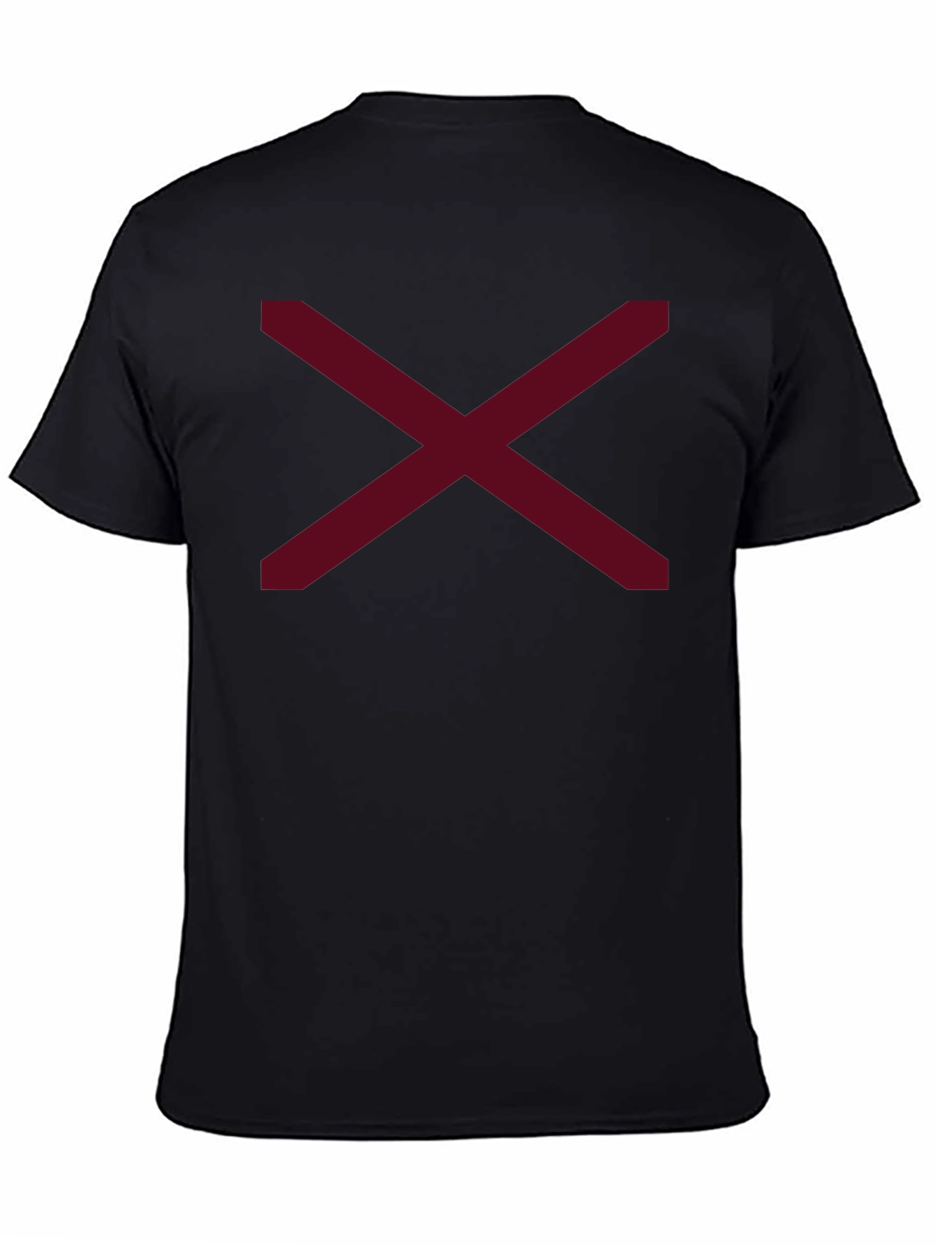 Minimalist Maroon X Graphic Black T-Shirt