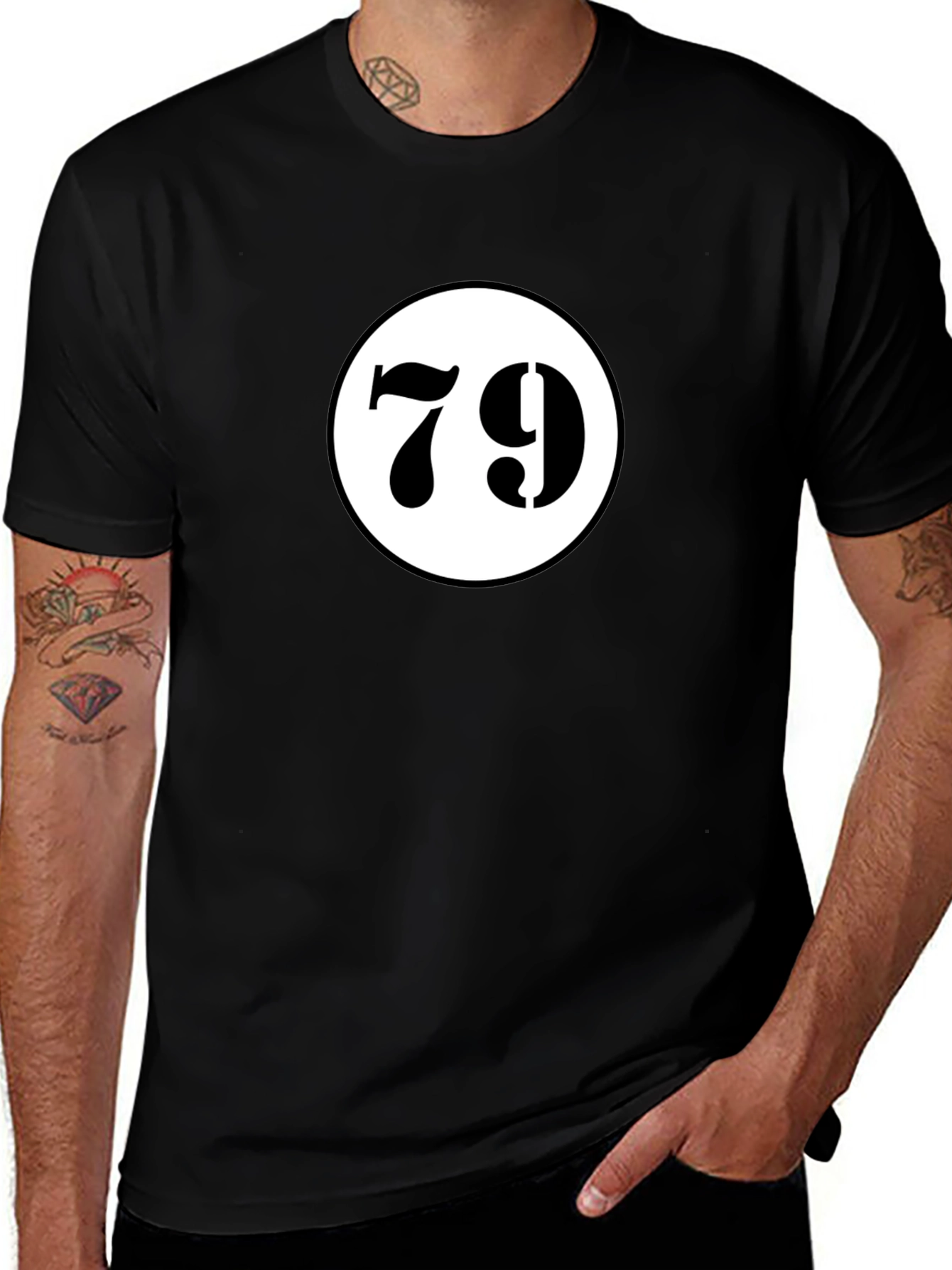 Lucky 79 Graphic Tee - Black Cotton T-Shirt
