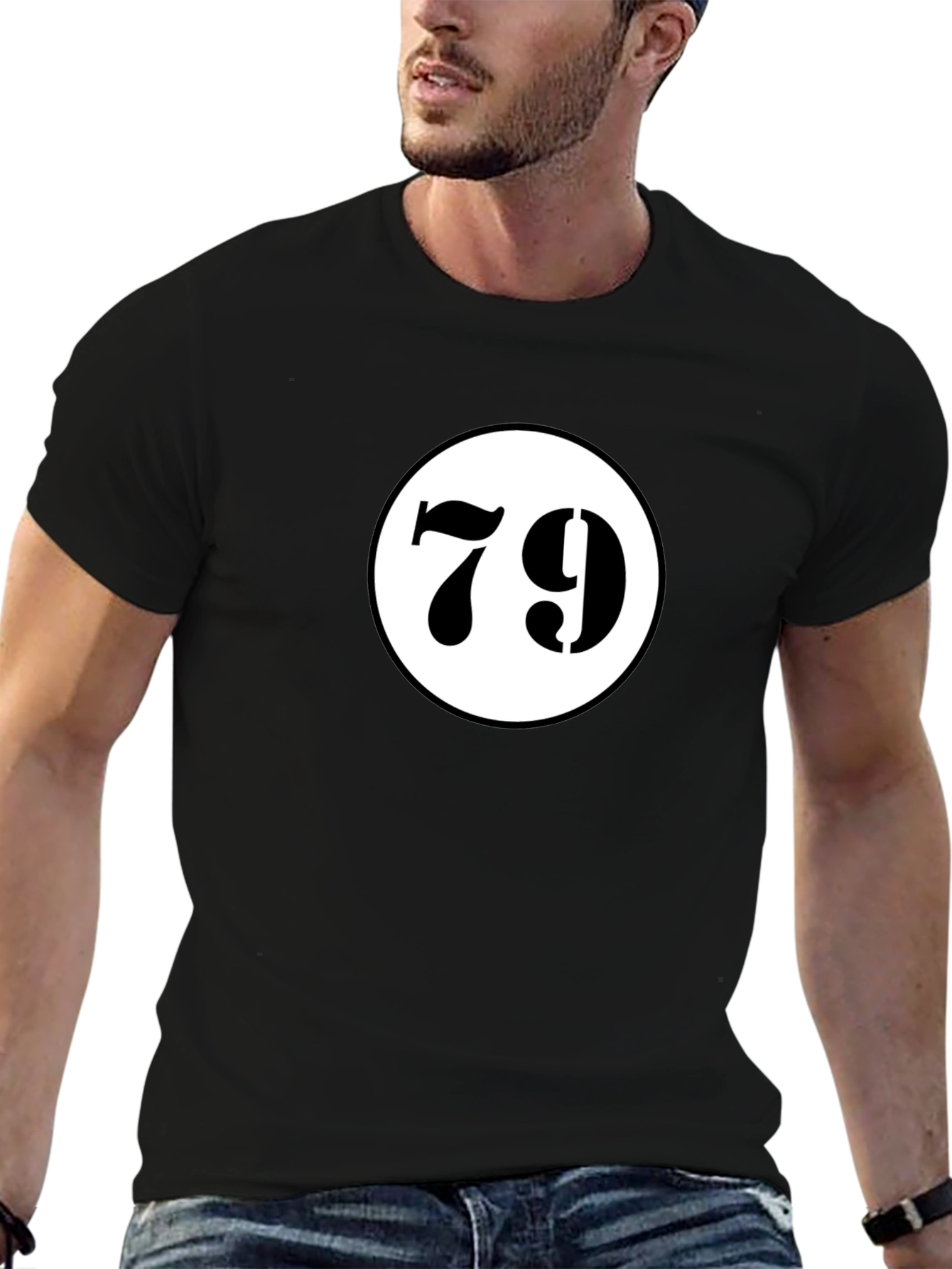 Lucky 79 Graphic Tee - Black Cotton T-Shirt