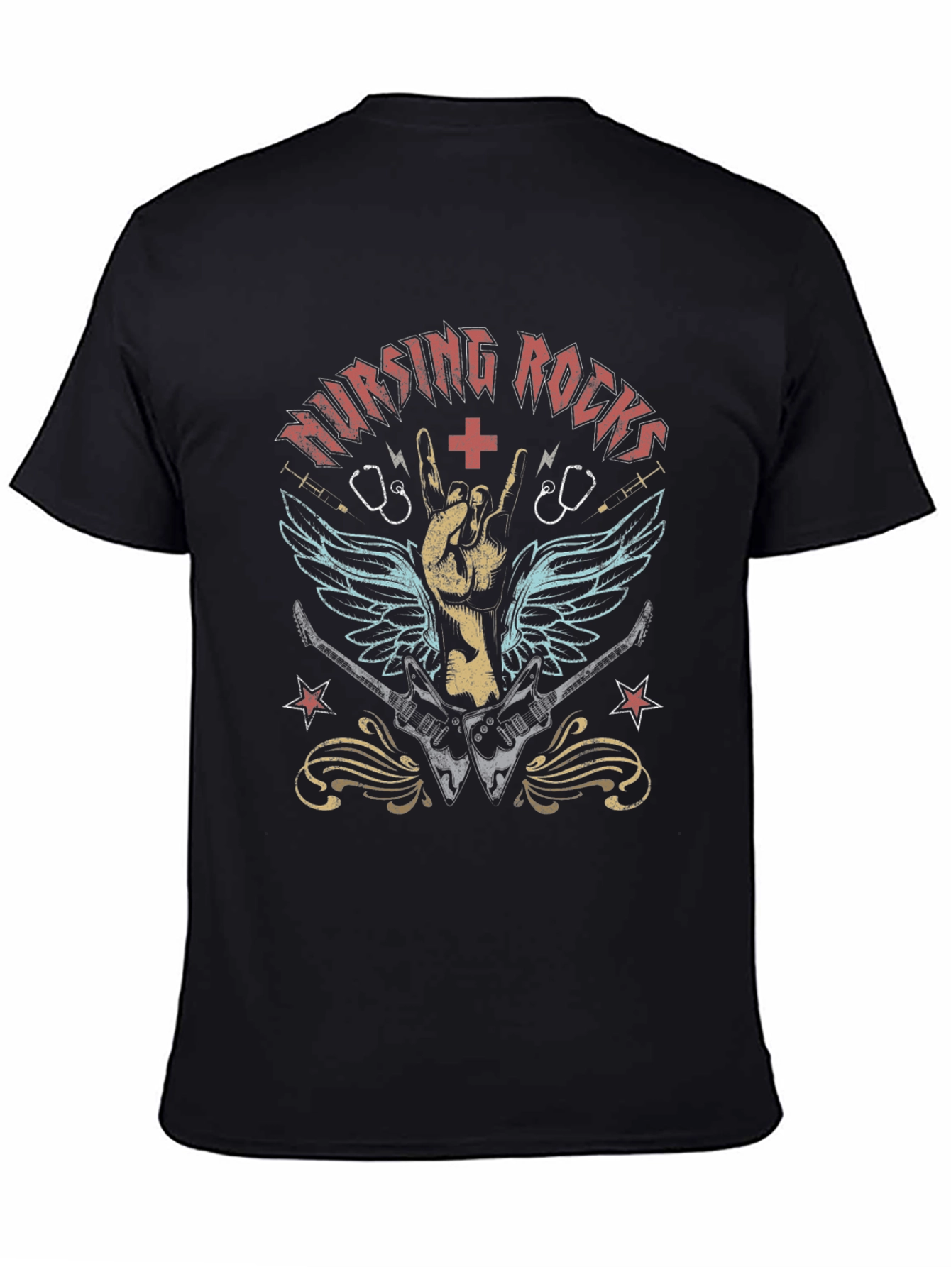 Nursing Rocks Graphic Tee - Music Lover Nurse T-Shirt