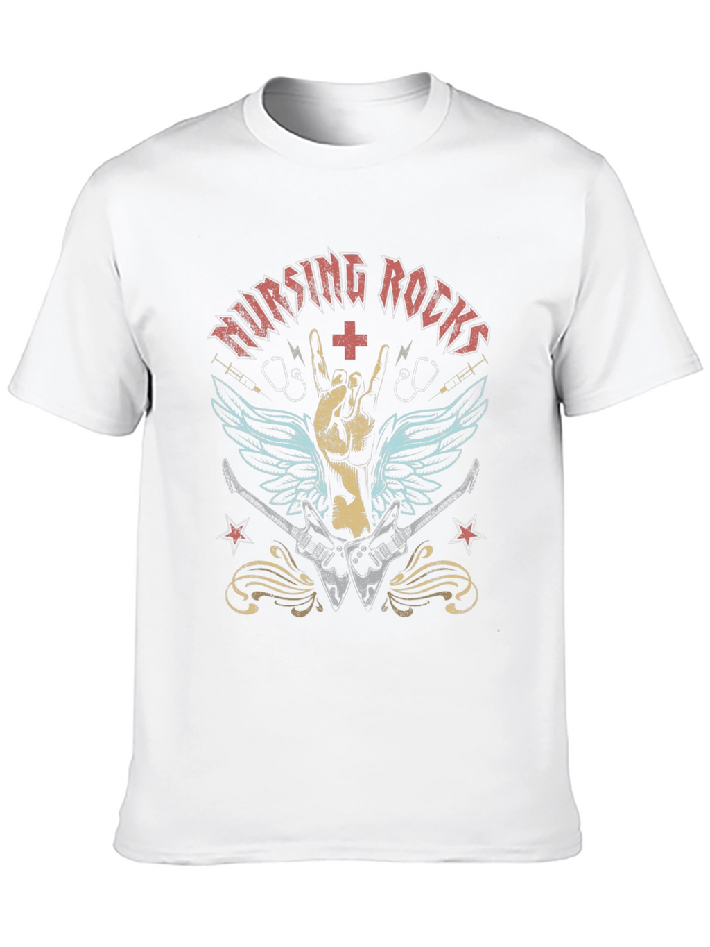 Nursing Rocks Graphic Tee - Music Lover Nurse T-Shirt
