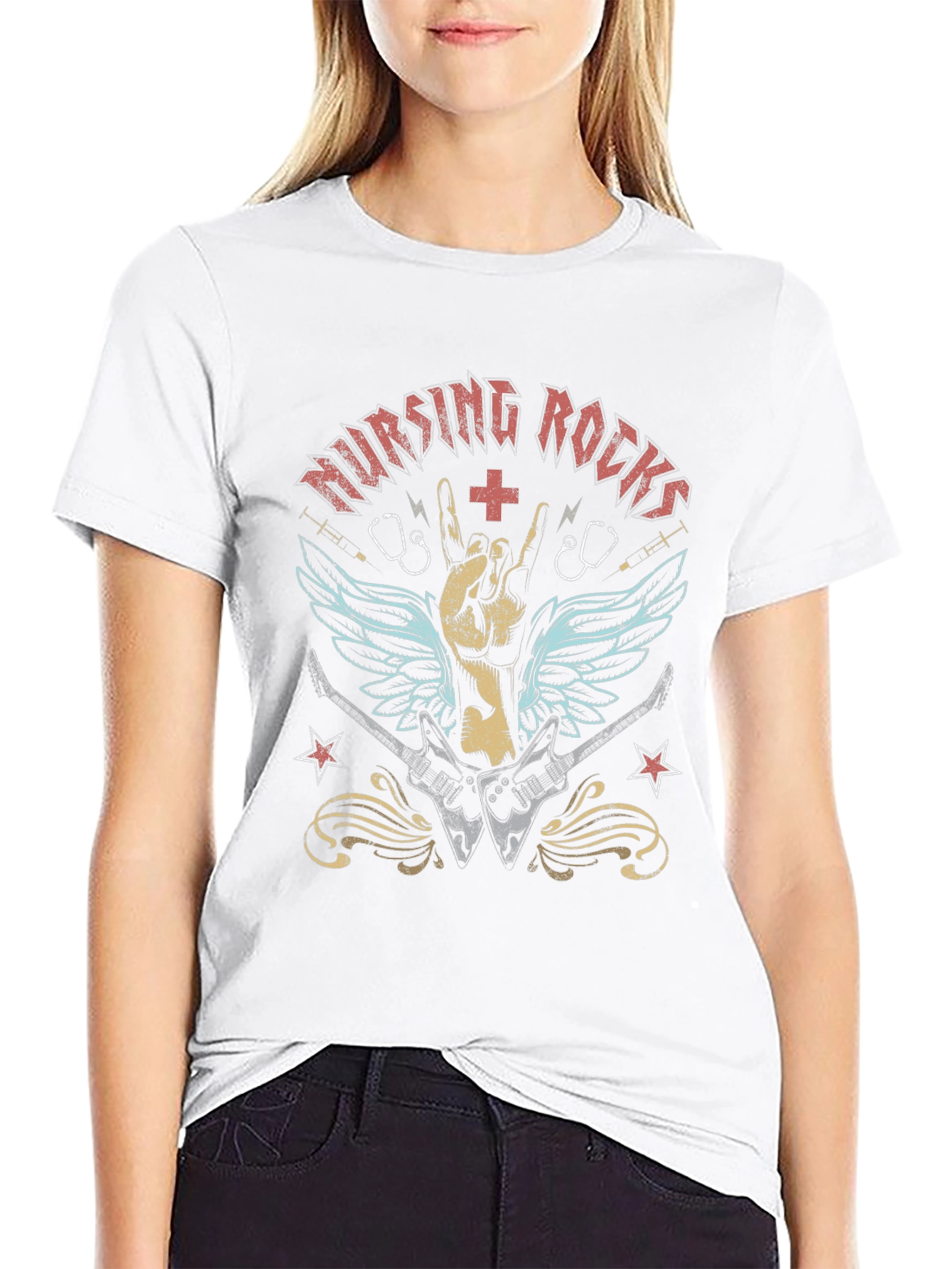 Nursing Rocks Graphic Tee - Music Lover Nurse T-Shirt