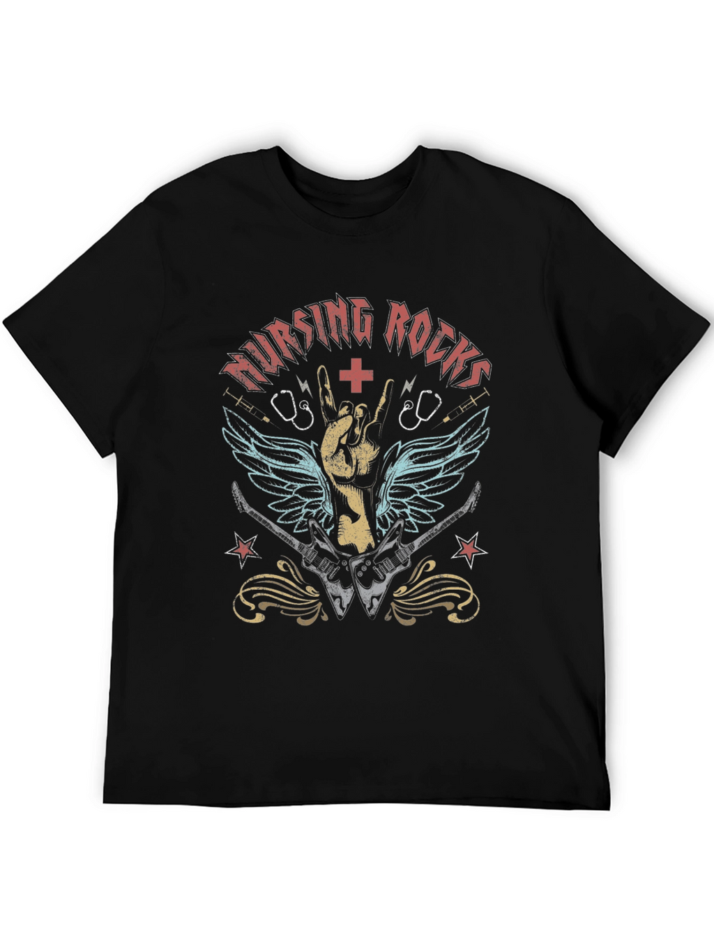 Nursing Rocks Graphic Tee - Music Lover Nurse T-Shirt