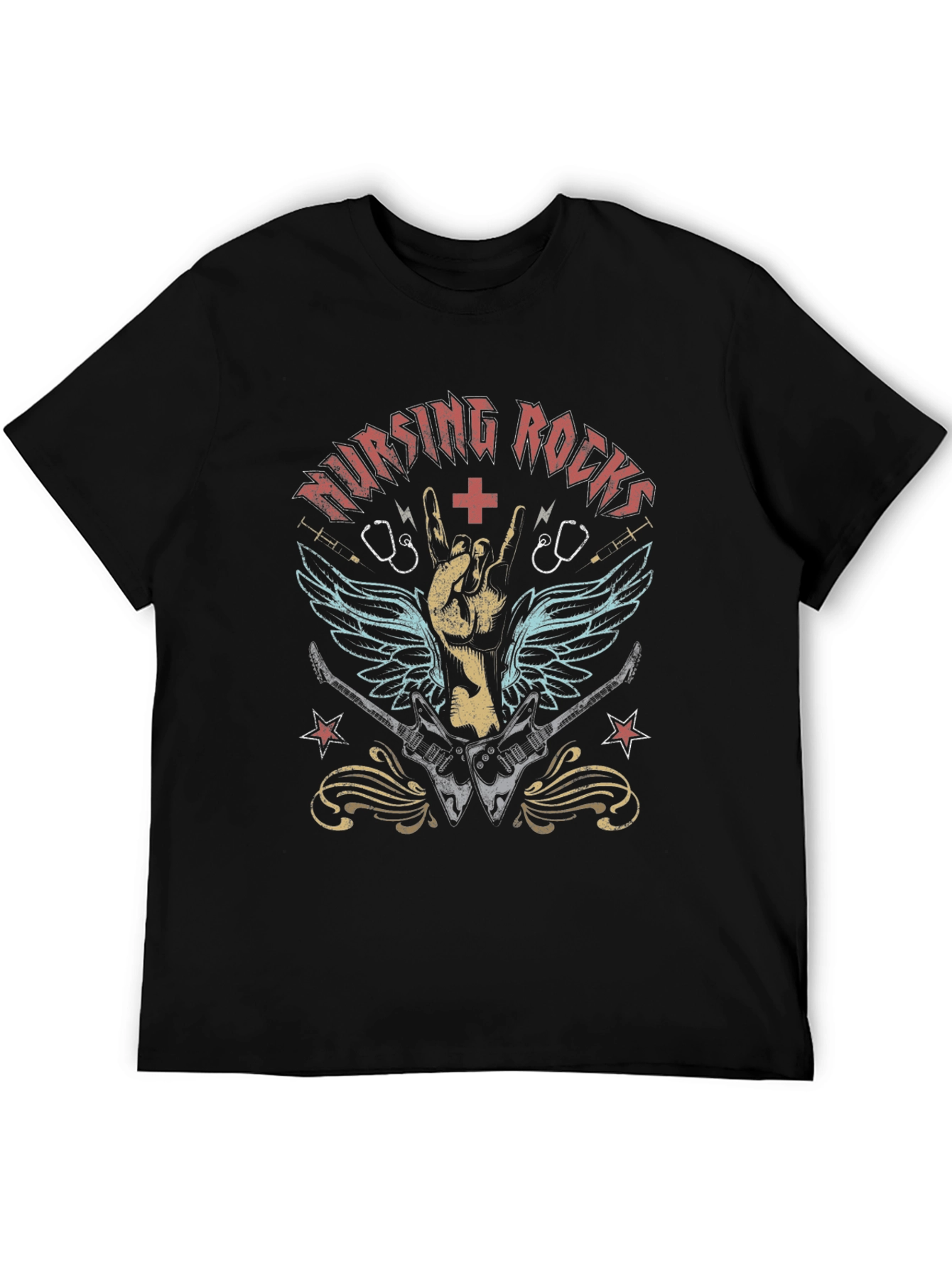 Nursing Rocks Graphic Tee - Music Lover Nurse T-Shirt