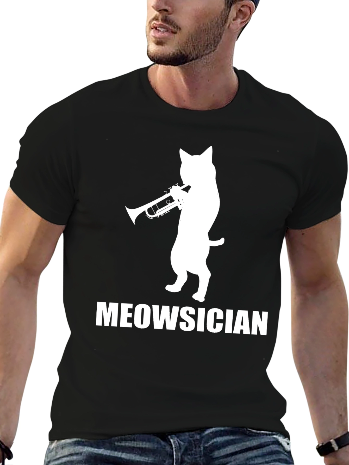 Meowsician Cat Trumpet Player T-Shirt