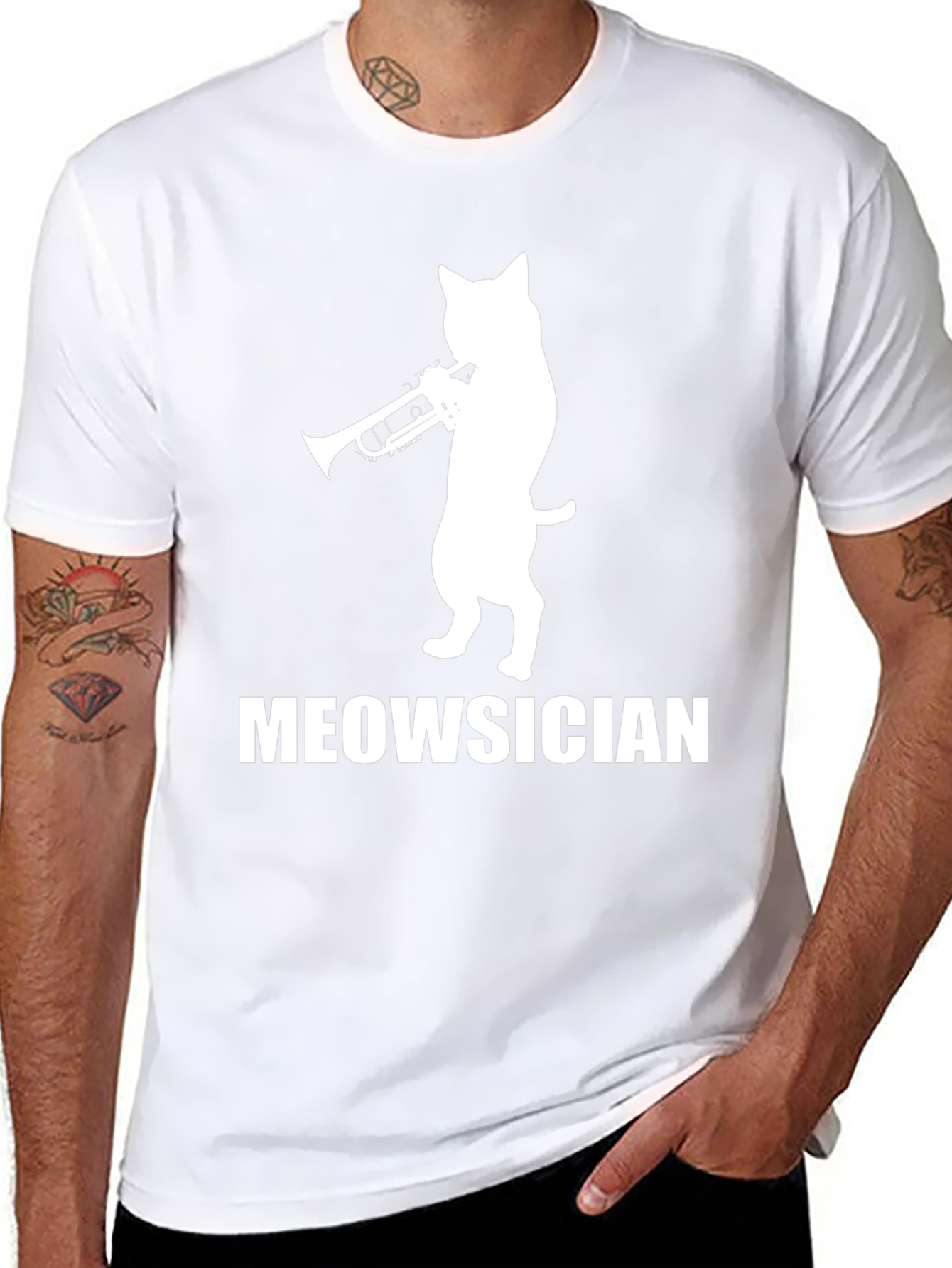 Meowsician Cat Trumpet Player T-Shirt
