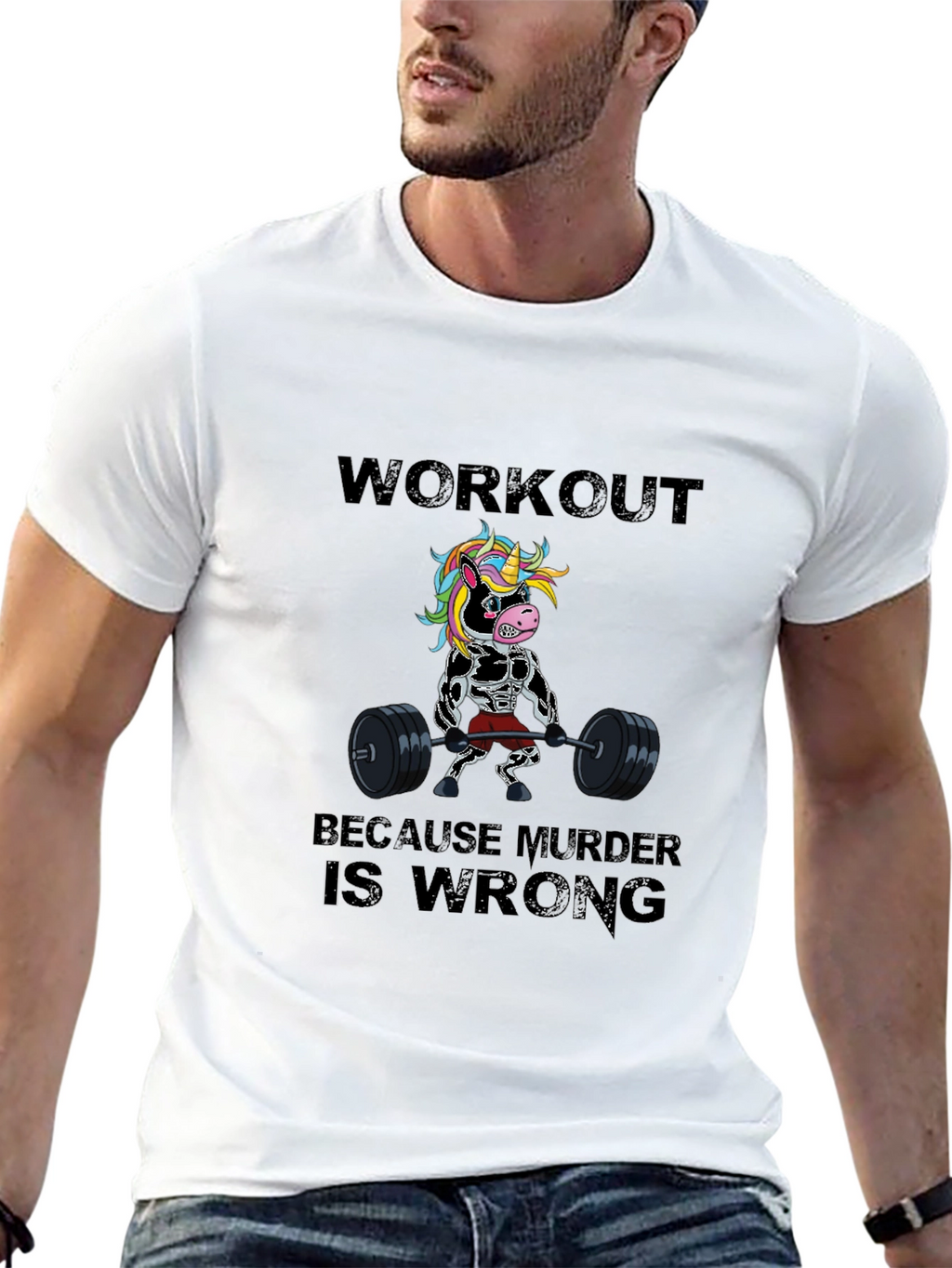 Workout Because Murder is Wrong Funny T-Shirt