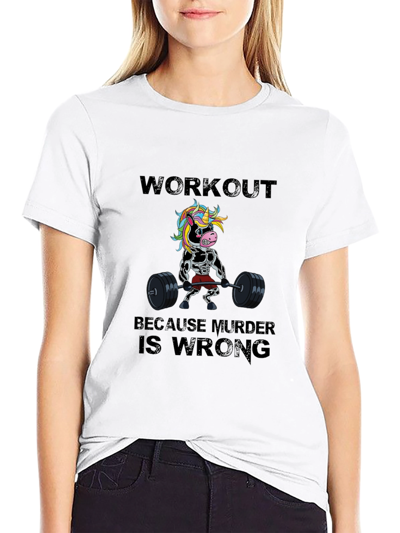 Workout Because Murder is Wrong Funny T-Shirt