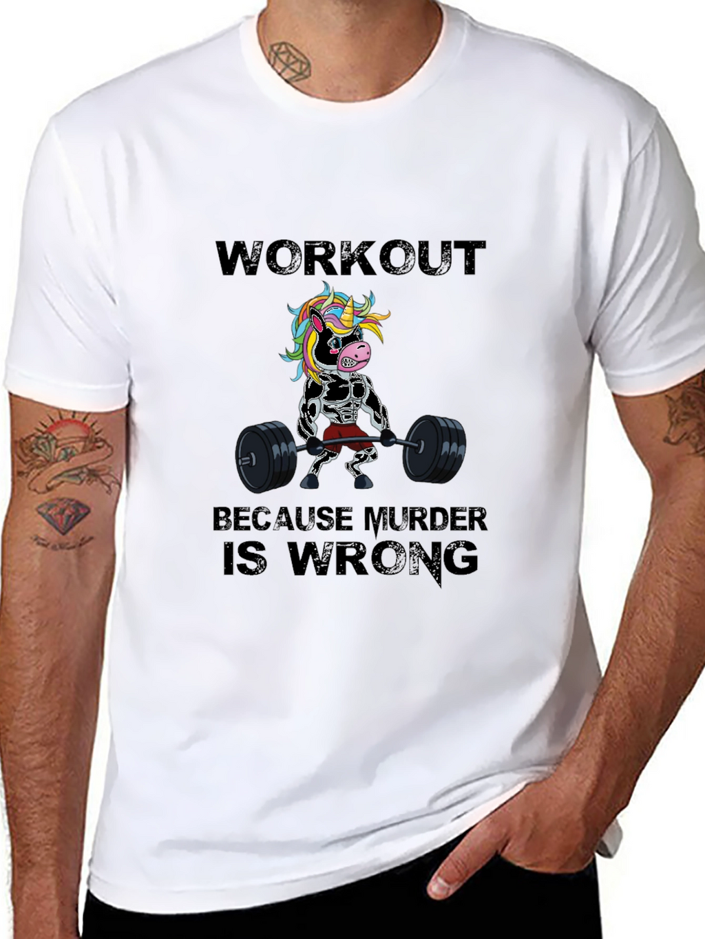 Workout Because Murder is Wrong Funny T-Shirt